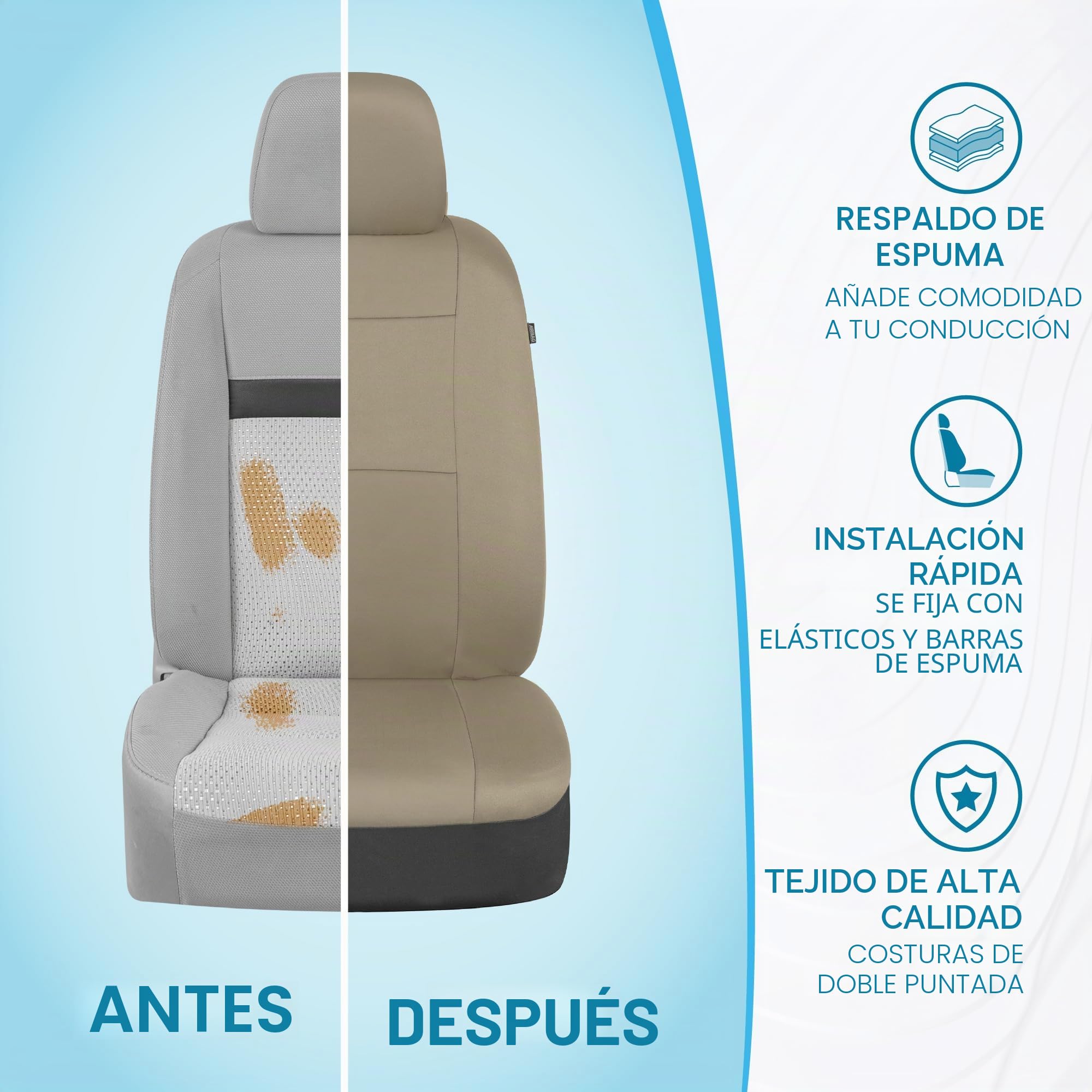 BDK PolyPro - Juego Completo de Fundas de Asiento de Coche en Color Beige sólido, Fundas de Asiento Delantero y Trasero Dividido para Coches, fácil de Instalar, Accesorios de Coche para automóviles,
