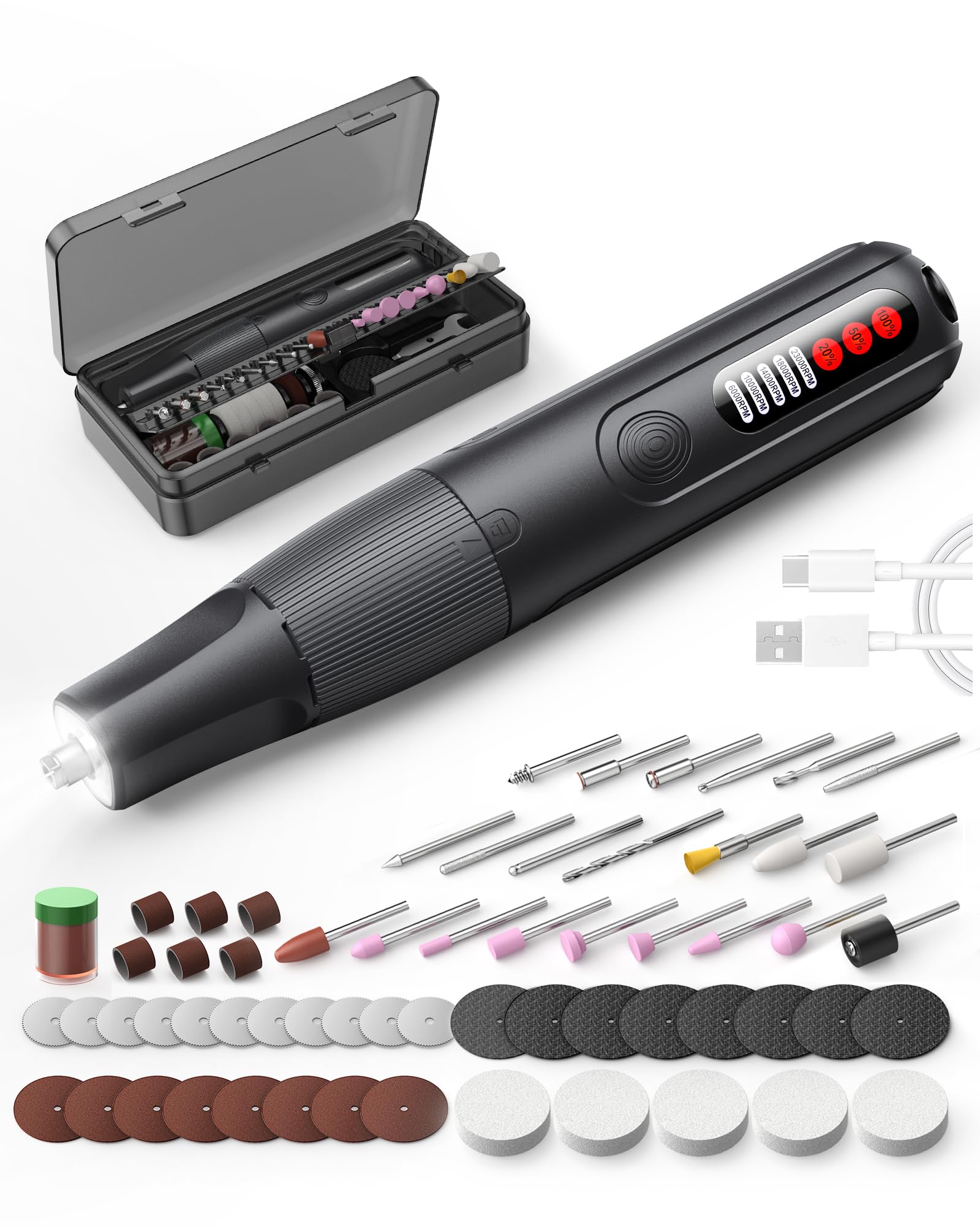 ZoCCee Power Cordless Rotary Tool- 8V Multi Tool with 5 Variable Speed Display Type-C Charging