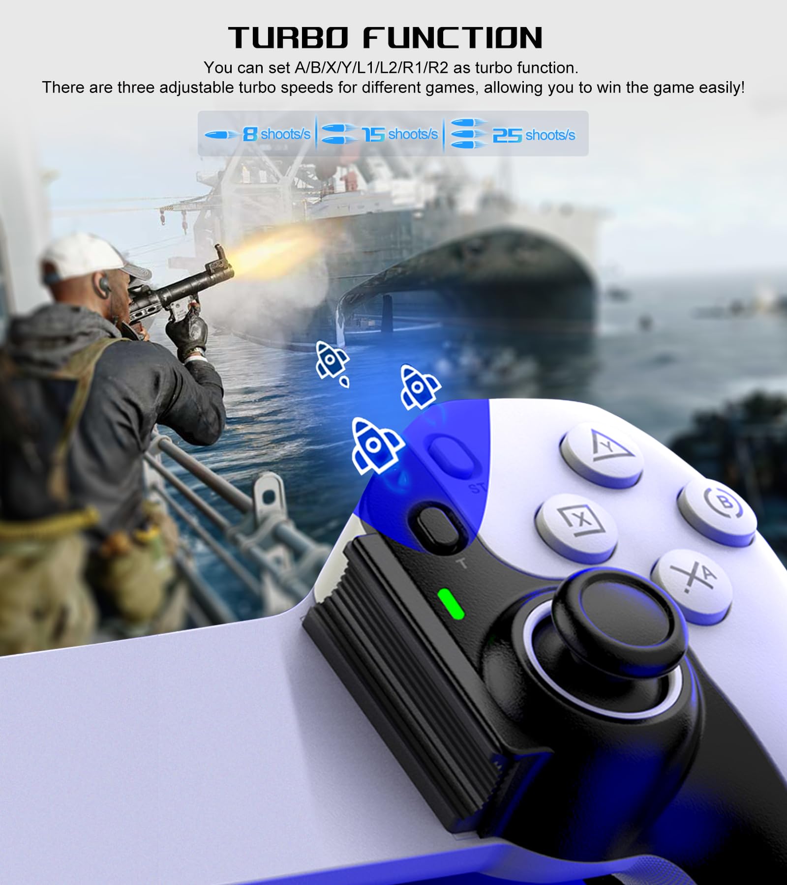 arVin Mobile Gaming Controller for iPhone/iPad/Android/Tablet/Switch/PS4/PC,Replacement for PS Portal,Wireless Gamepad with Hall Effect Joysticks/Hall Trigger/Turbo,Support Streaming/Cloud Gaming