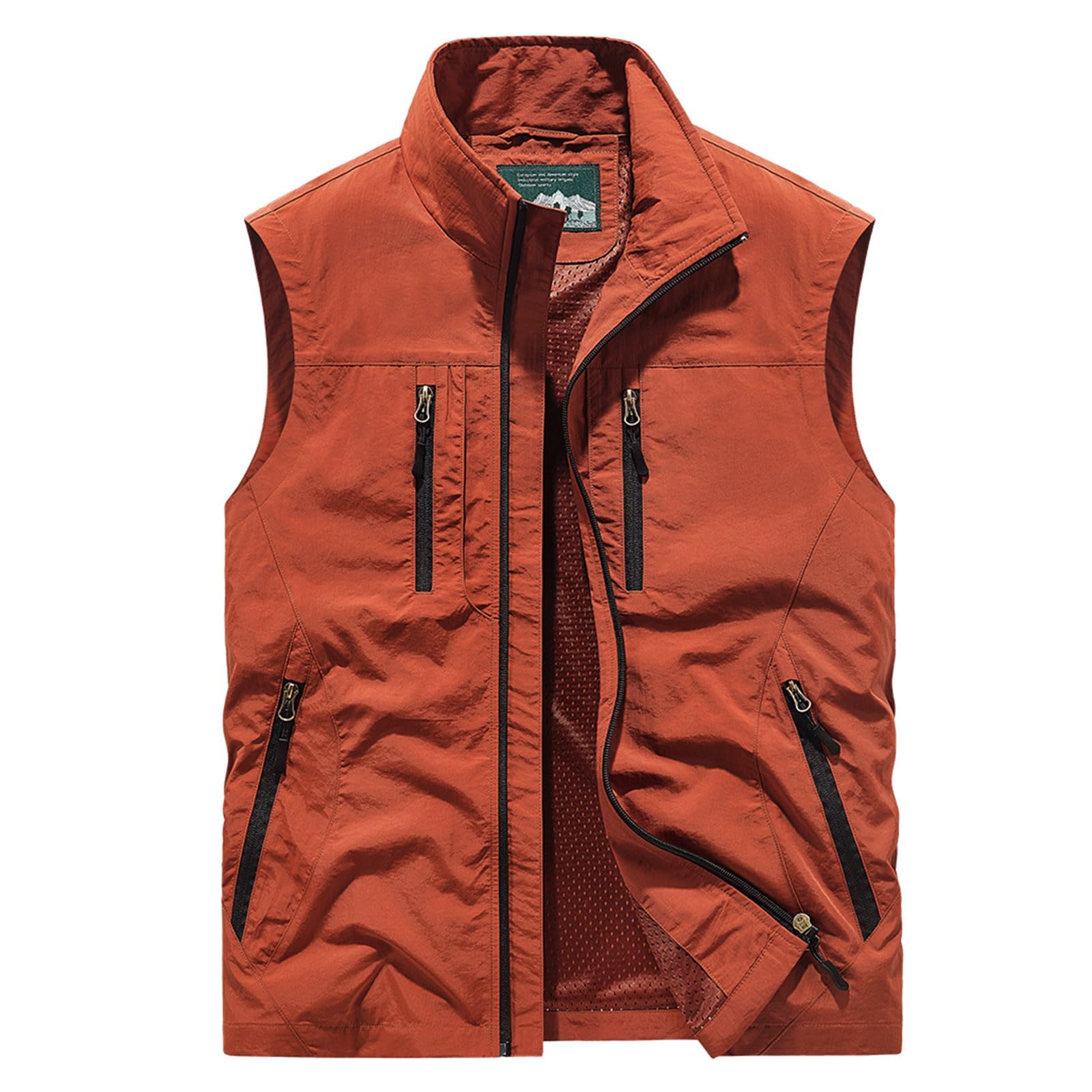 Men's Full Zip Sleeveless Quick Dry Jacket Casual Outdoor Vest Outerwear Multi Pockets Fishing Vests for Sport Golf