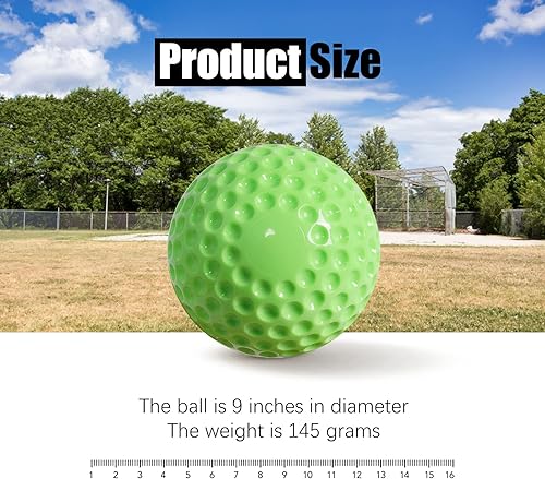 Miniatura 2 de Pelotas de béisbol para máquina de lanzar  Paquete de 12 pelotas de béisbol amarillas con hoyuelos, 9 pulgadas para practicar golpear y lanzar