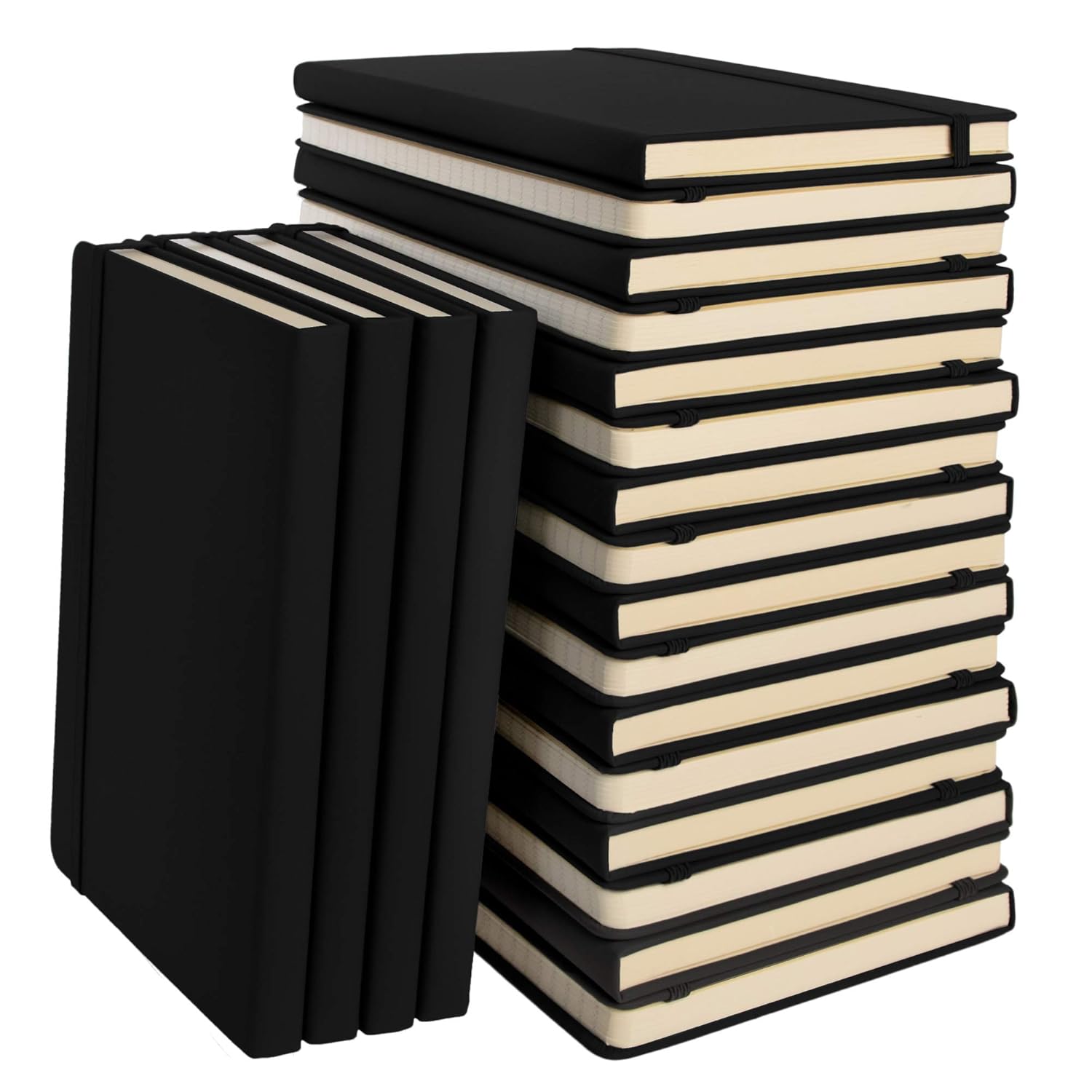 Simply Genius 20 Pack Bulk A5 Lined Hardcover Notebooks, 192 pages, 5.7" x 8.4", Writing Journal for Work, Travel, Business, School & More, Lined Notebook for Men & Women - Black