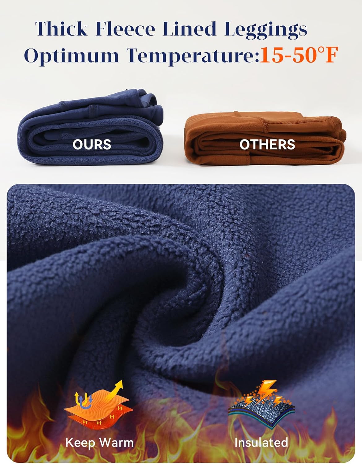 baleaf Women's Thick Fleece Lined Winter Leggings Thermal Warm Pants Water Resistant Hiking High Waisted - Image 3