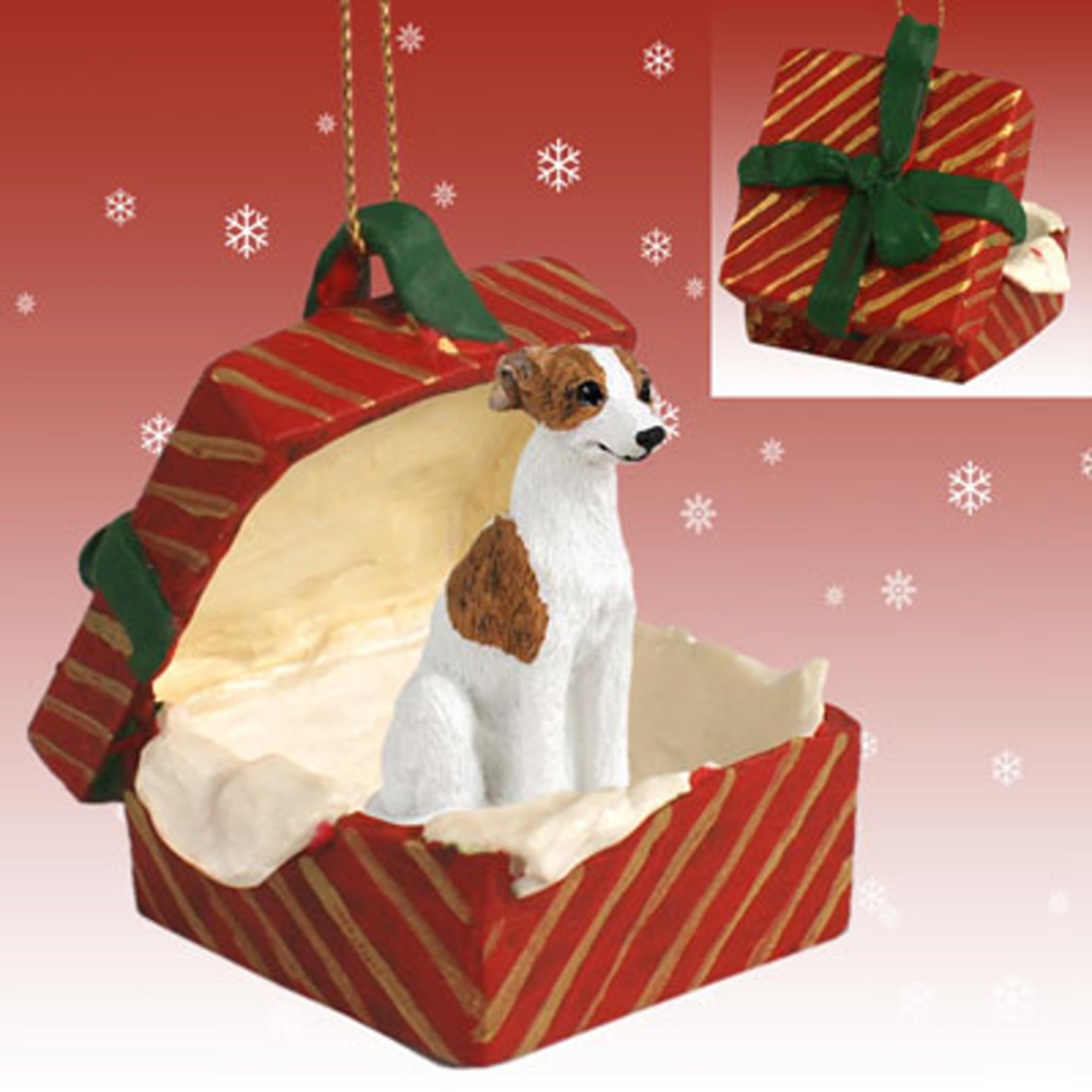Brindle & White Whippet Red Gift Box