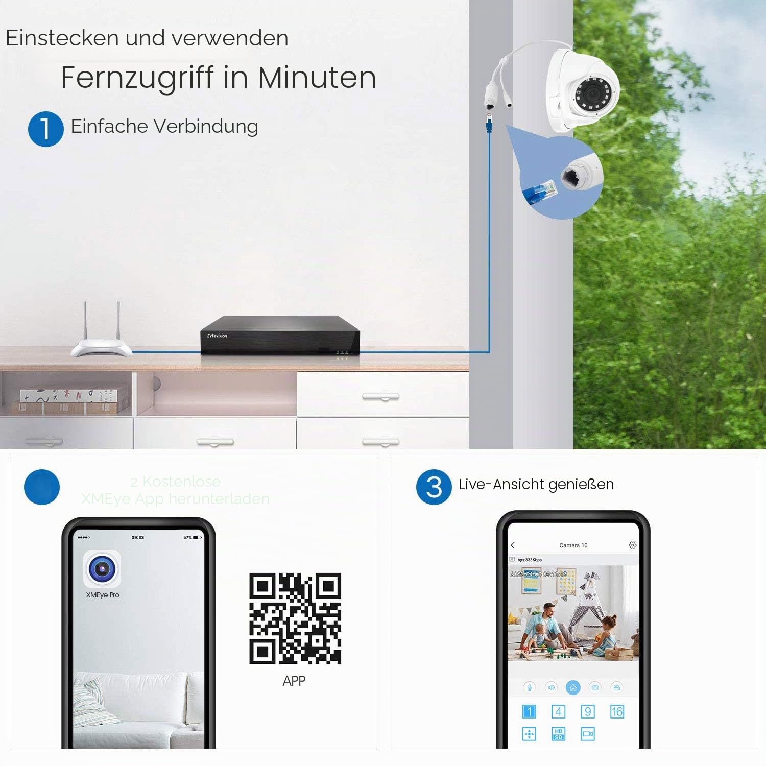 10 Kanal 4K NVR Überwachungssystem Rekorder, 10CH PoE NVR Recorder für 8MP/6MP/5MP/4MP/1080p/720p PoE IP Kamera, unterstützt ONVIF, HDMI/VGA Ausgang, Fernzugriff, H.265+