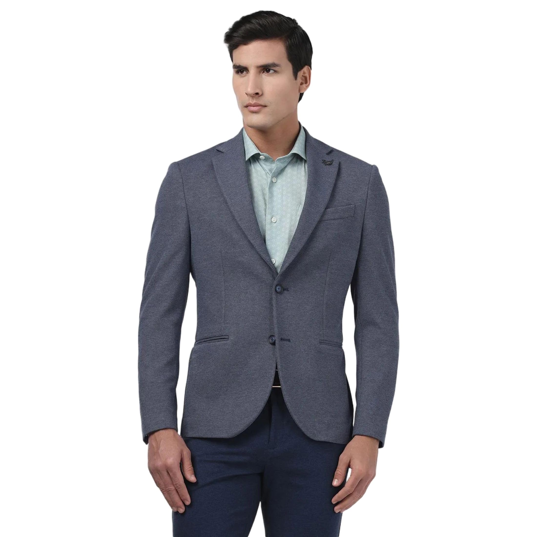 blackberrys Men's Green Textured Slim Fit Single Breasted Blazer-picture-10