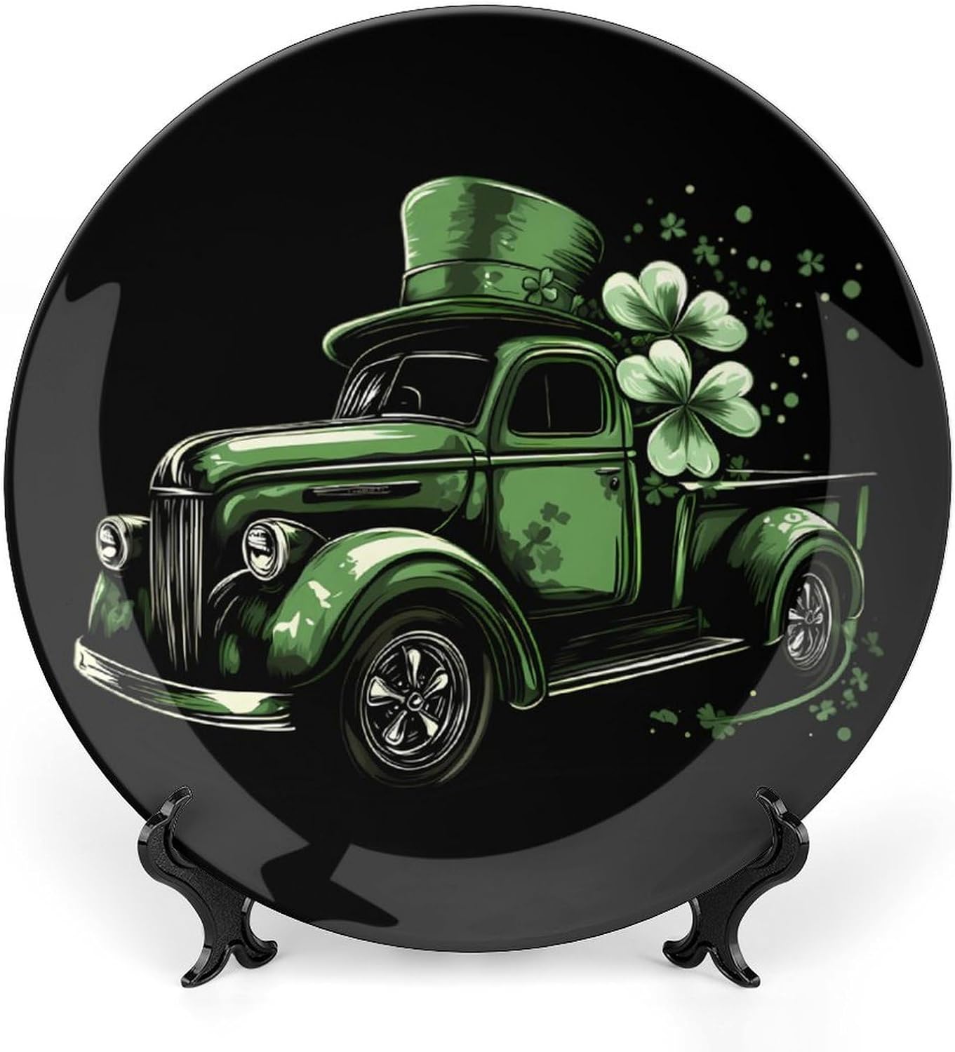 St Patrick Day Truck Bone China Decorative Porcelain Plates Dinnerware Ornaments