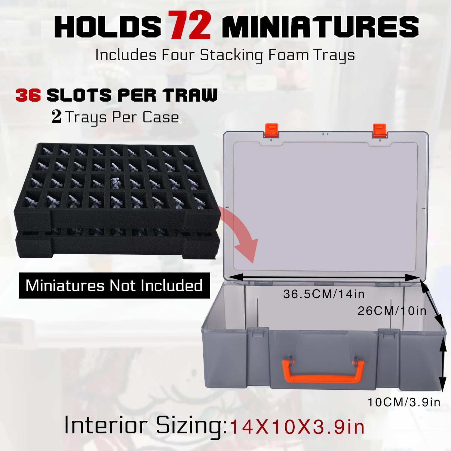 2 fundas de almacenamiento en miniatura resistentes para figuras, 144 ranuras, maleta resistente con 2 capas de espuma, compatible con Warhammer 40k, Dungeons & Dragons y más, Black