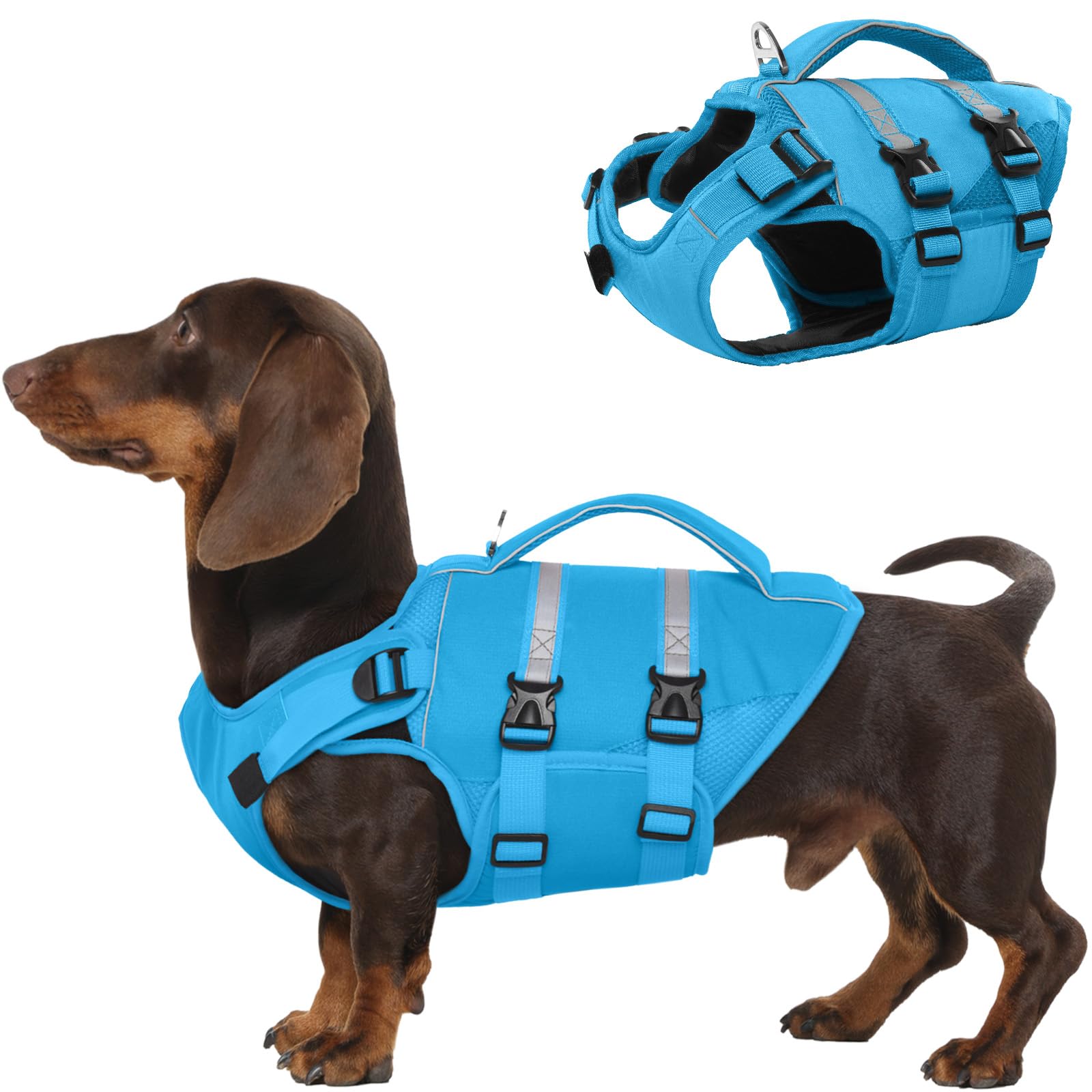 Kuoser Dog Life Jacket, High Flotation Ripstop Vest
