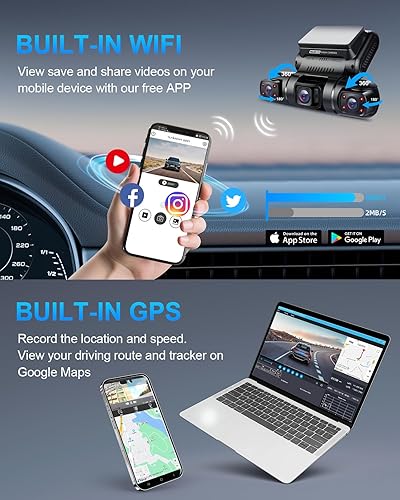 Miniatura 7 de PRUVEEO Cámara de tablero de 360 grados de 4 canales frontal y trasera interior izquierda derecha, cámara de tablero para automóviles, visión