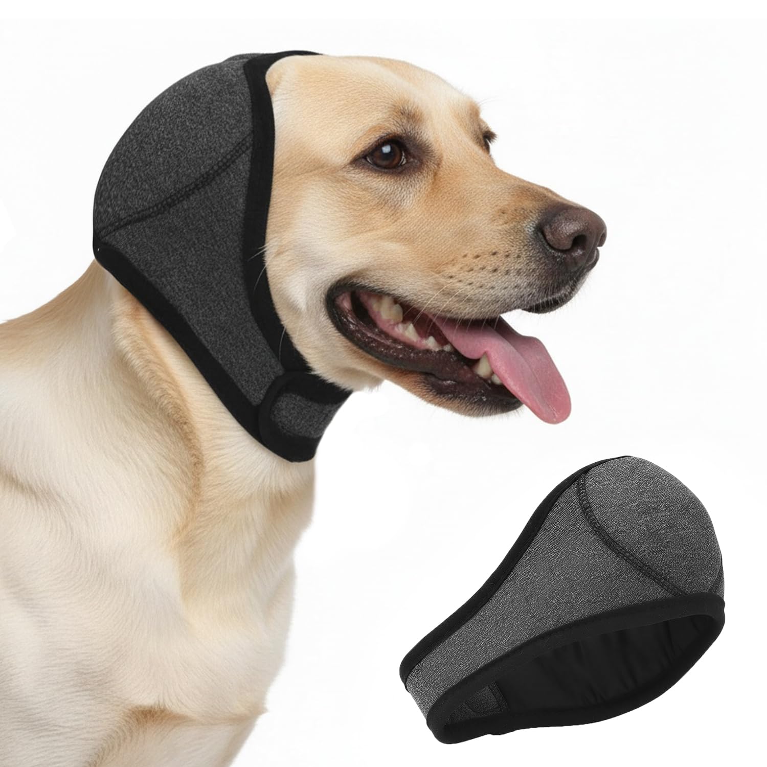 HIVTE Ear Defenders and Muffs Dog Ears Cover Dog, Noise Cancelling Calming Adjustable Ear Protection for Small Medium Dogs, Grooming Bathing Fireworks Thunder（Gray-L）