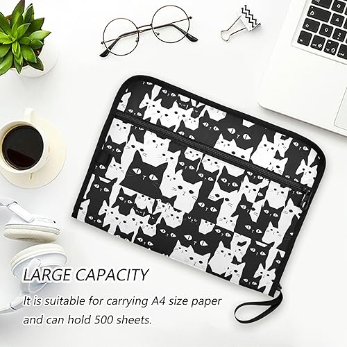 Miniatura 6 de Bonita cara de gato con ojos grandes, organizador de archivos expansible con 13 bolsillos, tamaño A4, carpetas colgantes de archivos con cierre de