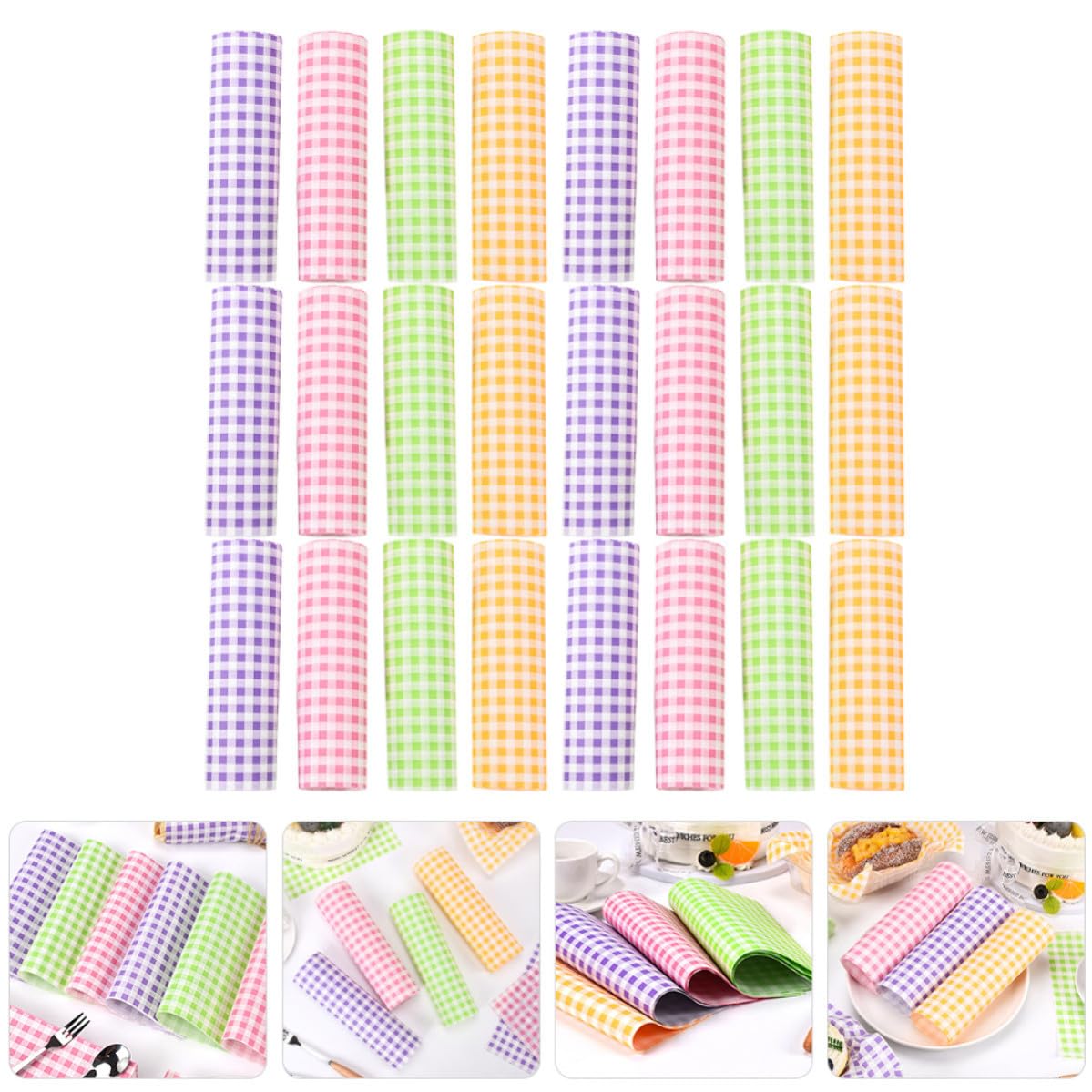 Papel para Hornear Antigrasa Estampado a Cuadros Retro, 400 Piezas de Papel para Envolver Alimentos, Resistente al Aceite y Antiadherente, Adecuado para Barbacoas