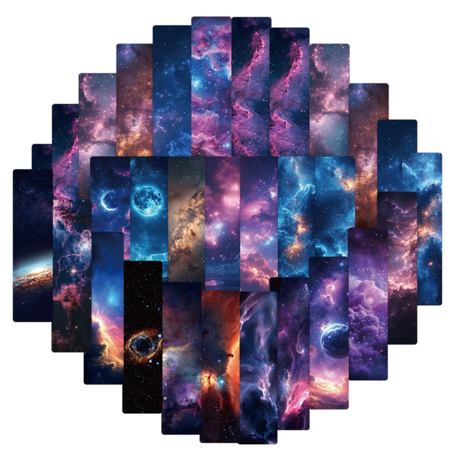 24Pcs Starry Sky Bookmarks, Premium Anti-Fading Paper/Cardboard with Galaxy/Nebula/Shooting Star Prints, Magical Cosmic Design for Astronomy Lovers & Students — image 1
