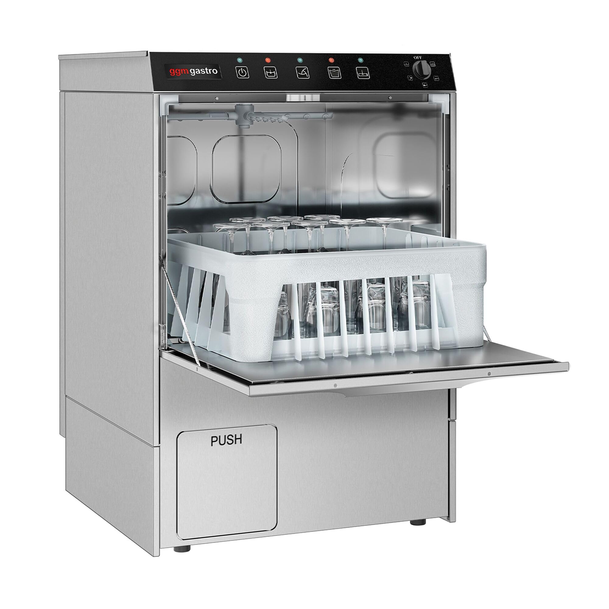 GGM Gastro Gläserspülmaschine 5 kW mit Reiniger- & Klarspülerpumpe | Ideal für den professionellen Dauereinsatz, hygienische Ergebnisse durch hohe Temperaturen, automatische Dosierung
