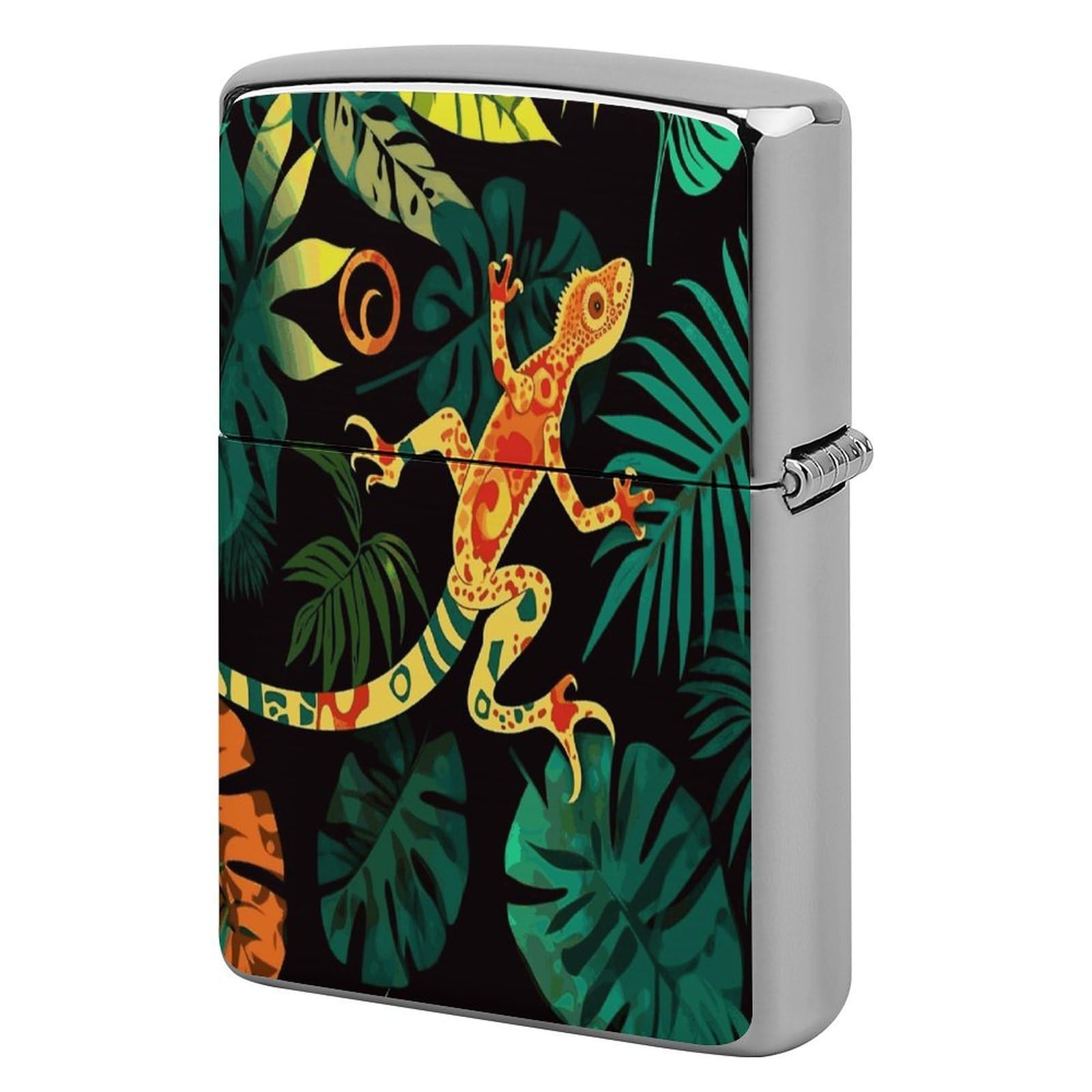 Fekiloot Style Gecko And Tropical Leaves Lighter Case Cover Lighter Holder