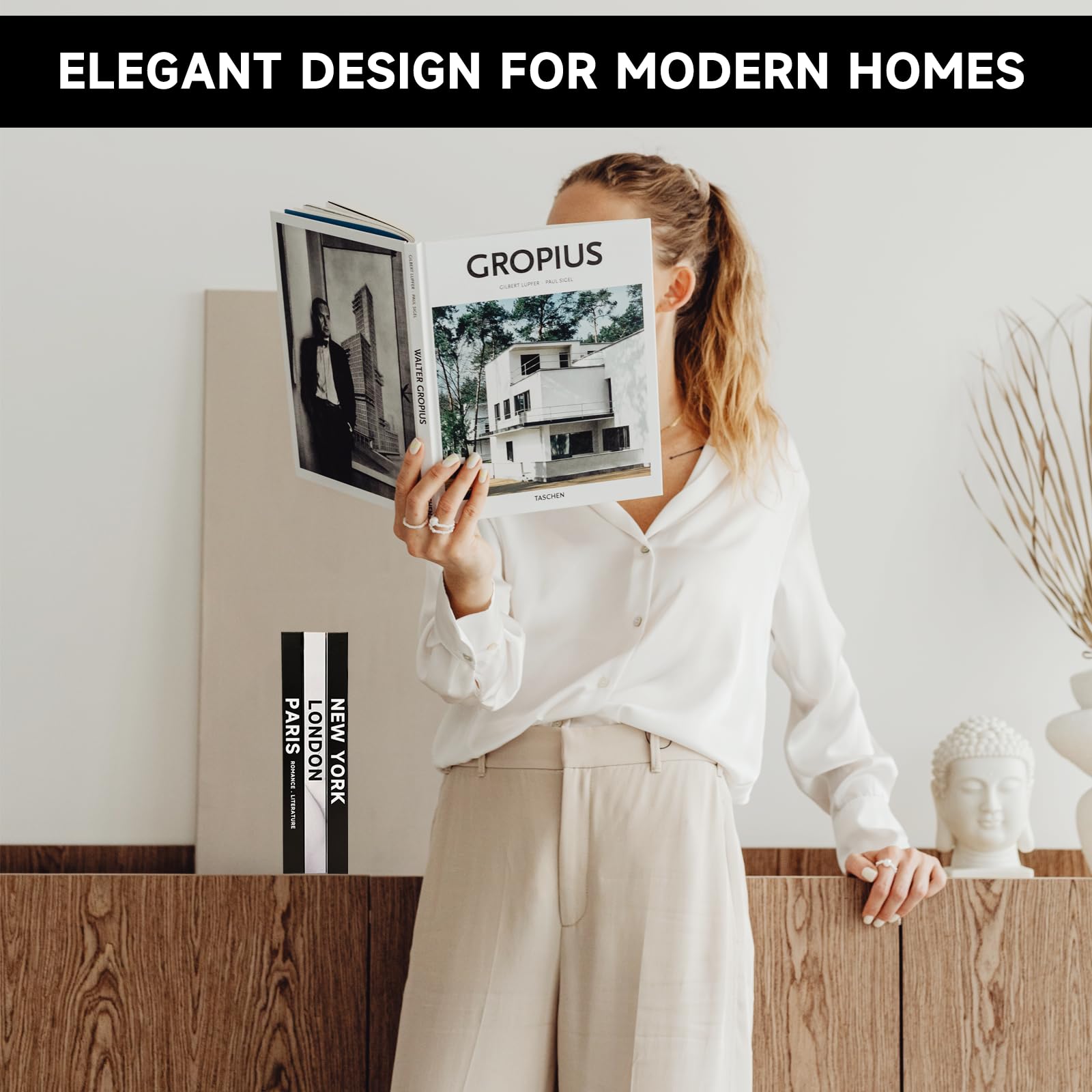 3 Piezas Libro Decorativo de Moda, Libros Decorativos Modernos de Tapa Dura, Decoraciones Apiladas Libros de Decoración para la Decoración del Hogar Estantería Mesa de Centro Estantes