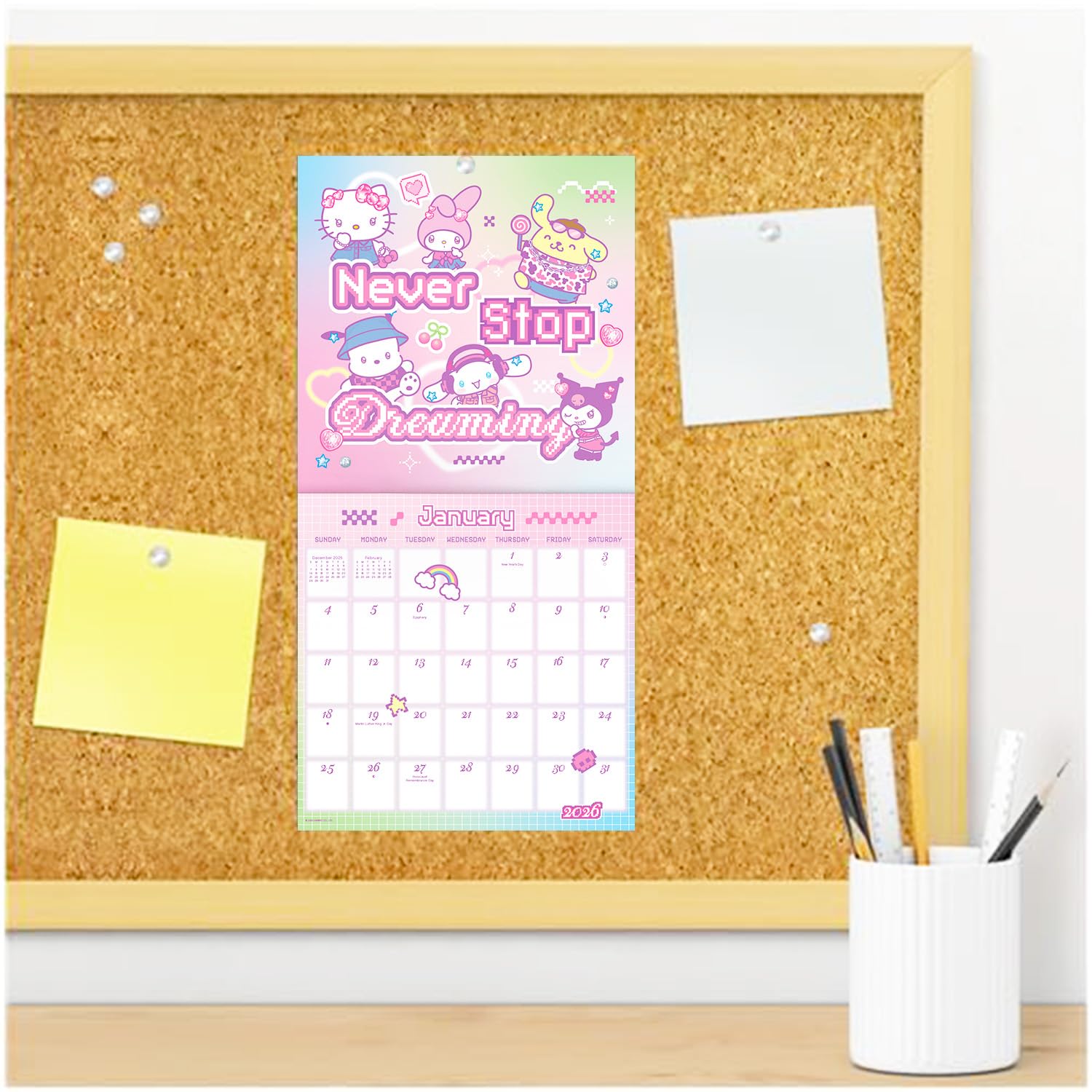 Sanrio Hello Kitty and Friends Calendar 2025 - Deluxe 2025 Hello Kitty Mini Calendar Bundle with Over 100 Calendar Stickers (Keroppi Gifts, Office Supplies)