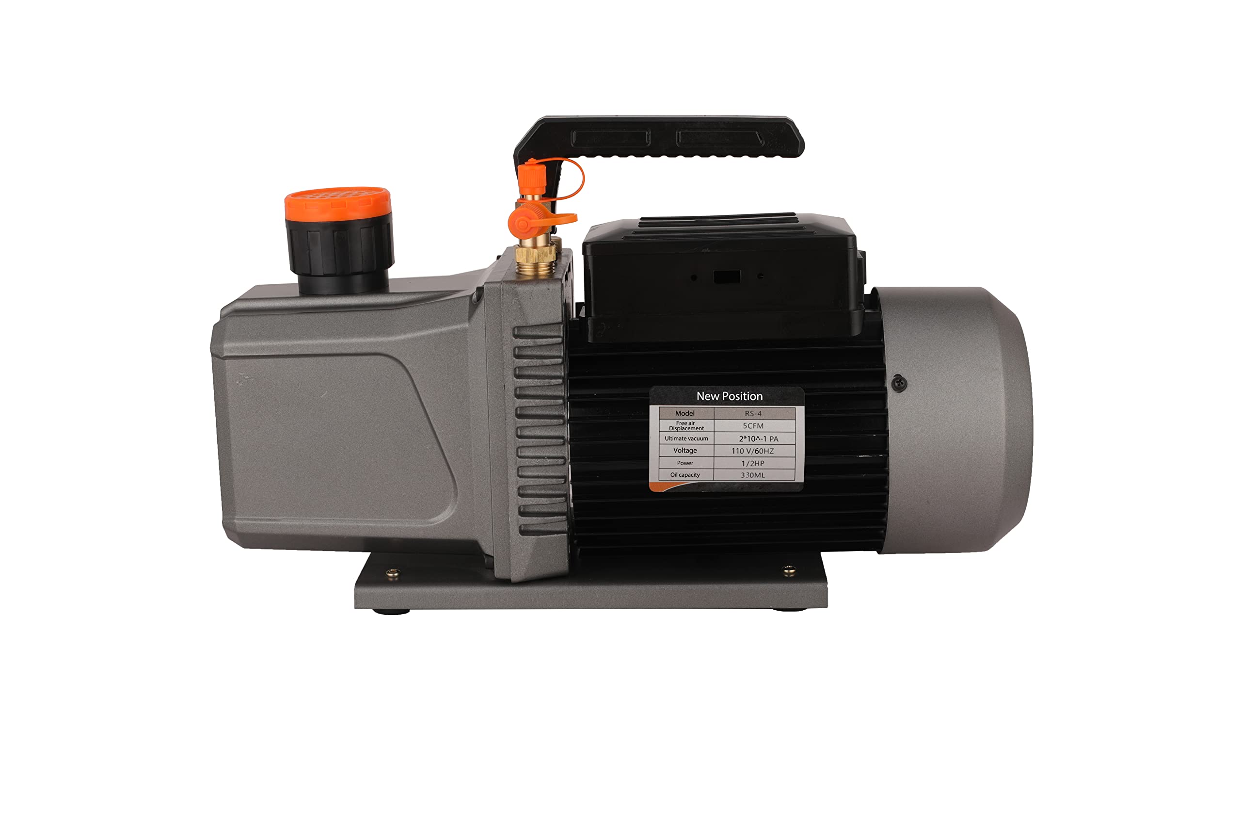 New Position 5.0 CFM 1/2 HP Dual Stage 0.3 Pa Rotary Vane Vacuum Pump for HVAC, Air Conditioner Refrigerant,Food Packaging,Milking,110V