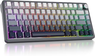 surmen M75 Wireless Mechanical Keyboard,75% Gasket Mounted Gaming Keyboard Pre-lubed Stabilizer with Knob RGB Backlight Hot-Swappable for Mac/Win(MoonNight)
