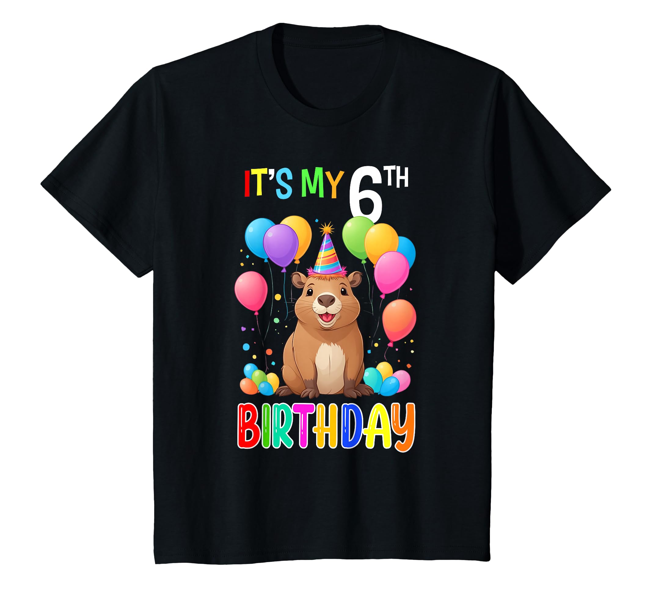 6th Birthday Shirt Funny Capybara 6 Years Capybara Birthday T-Shirt