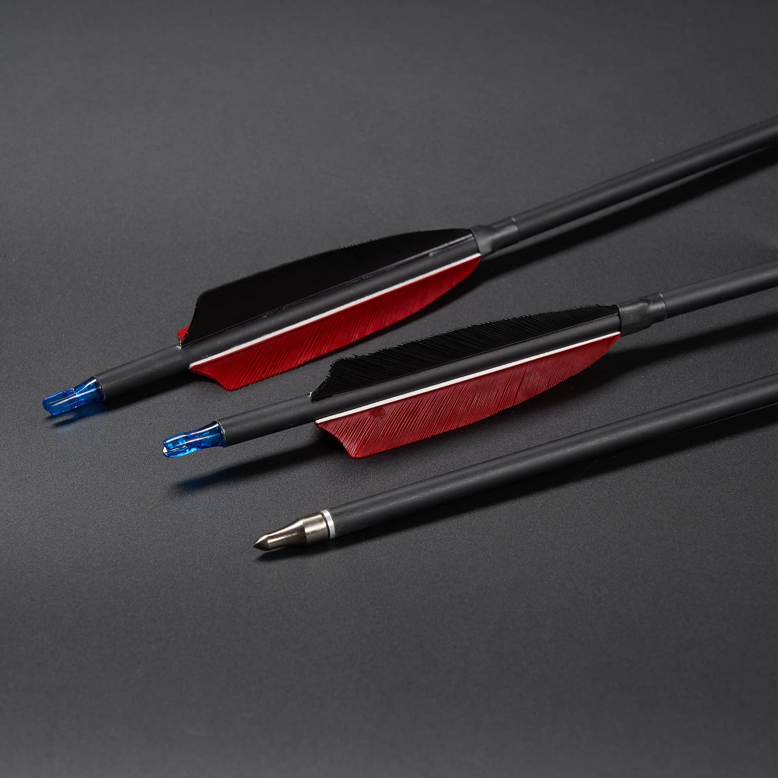 Toparchery 12er Pfeile für Bogenschießen 30 Zoll Carbonpfeile mit natürlichen Türkei Feder Erwachsene Jagdpfeile Bogen Pfeile für Recurve/Compoundbogen Langbogen Jagd