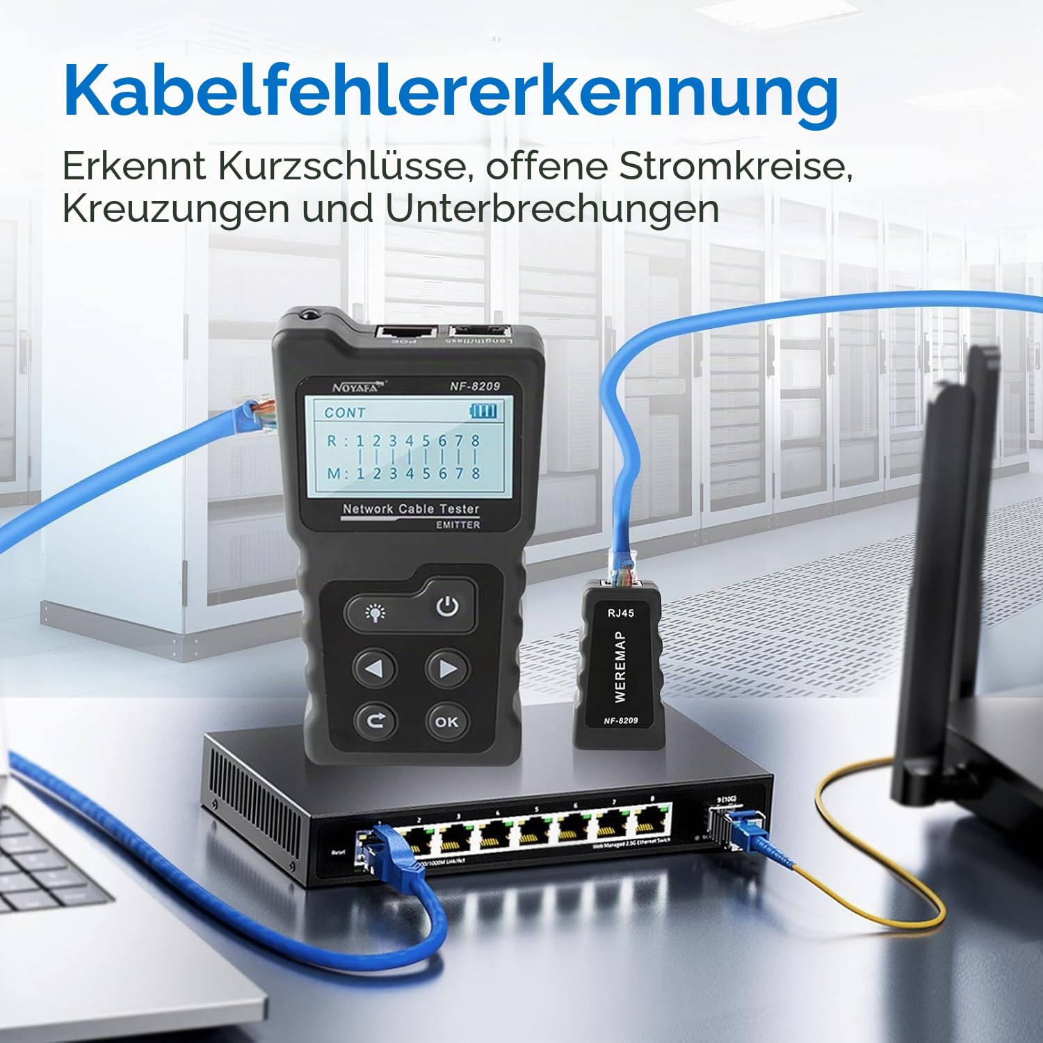 NOYAFA NF-8209 Erweiterte Kabel Tester mit PoE Multifunktions Draht Tracker Netzwerkkabel Tester für LAN CAT5 CAT6 Tracker