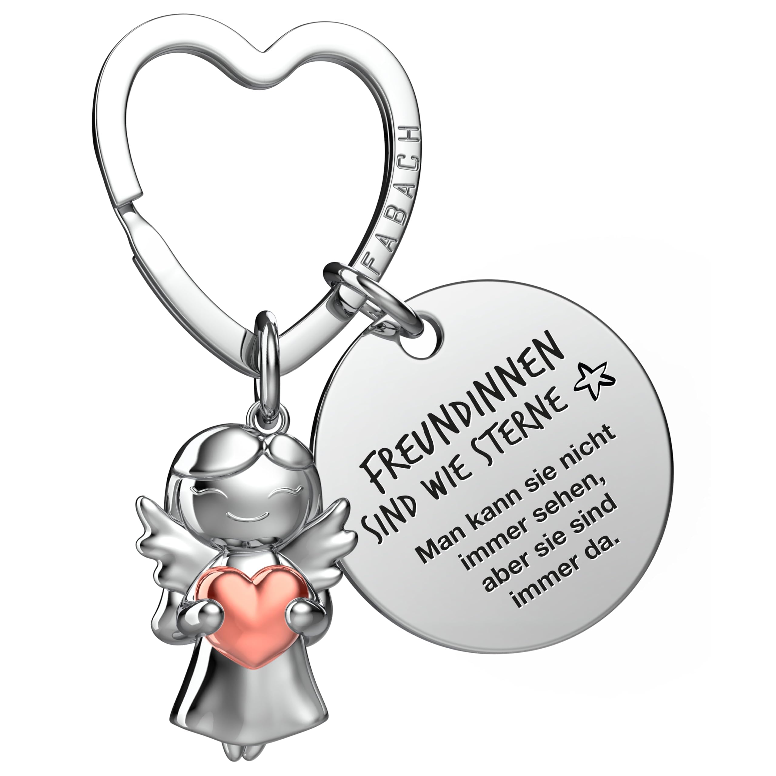 FABACH Beste Freundin Schlüsselanhänger Schutzengel mit Herz und Gravur - Beste Freundin Geschenke Schlüsselanhänger - Beste Freundinnen Geschenk Engel Glücksbringer Beste Freundin