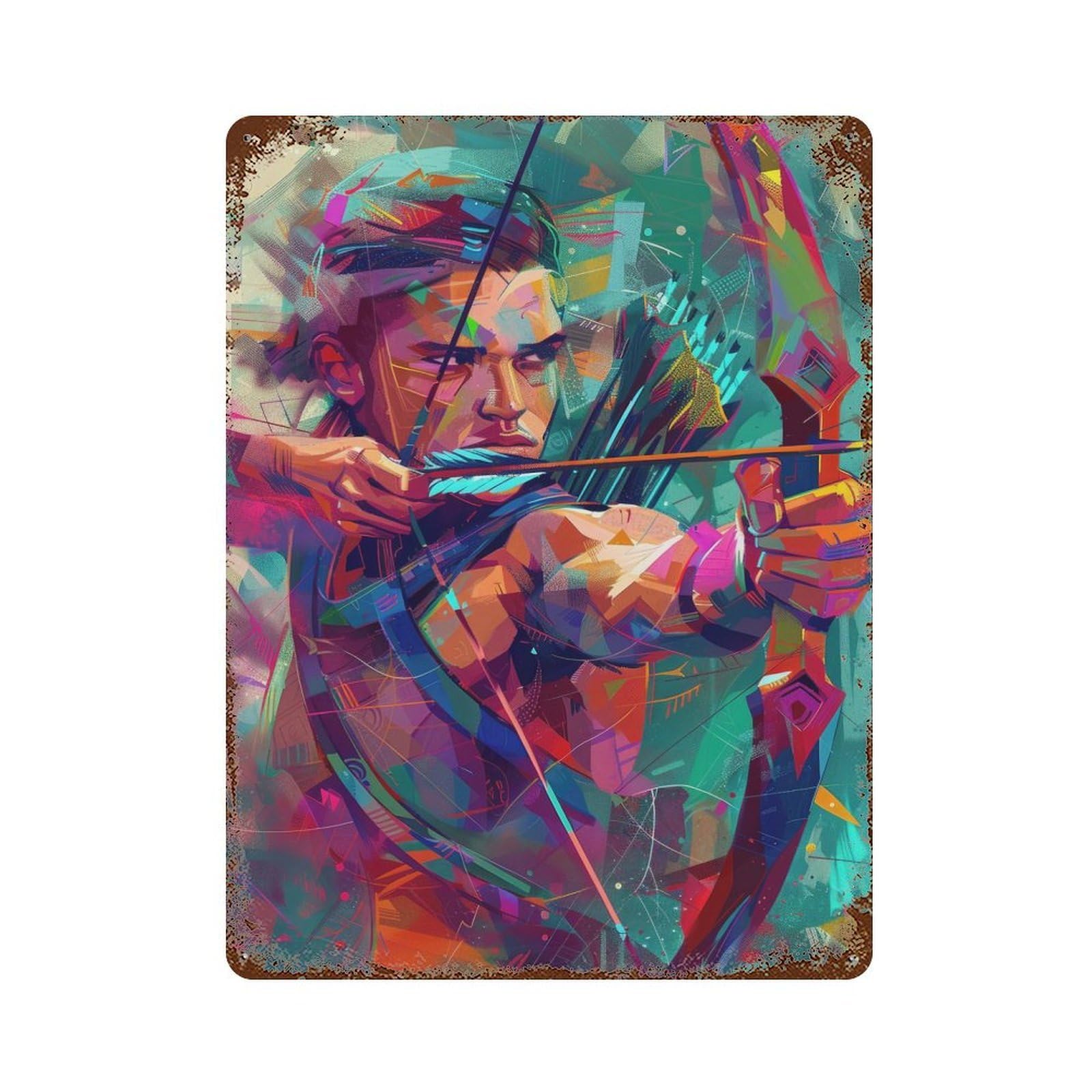 Focused Archer Decorative Tin Sign 15.7"x11.8", Ideal for Garage, Bar And Workshop Decor