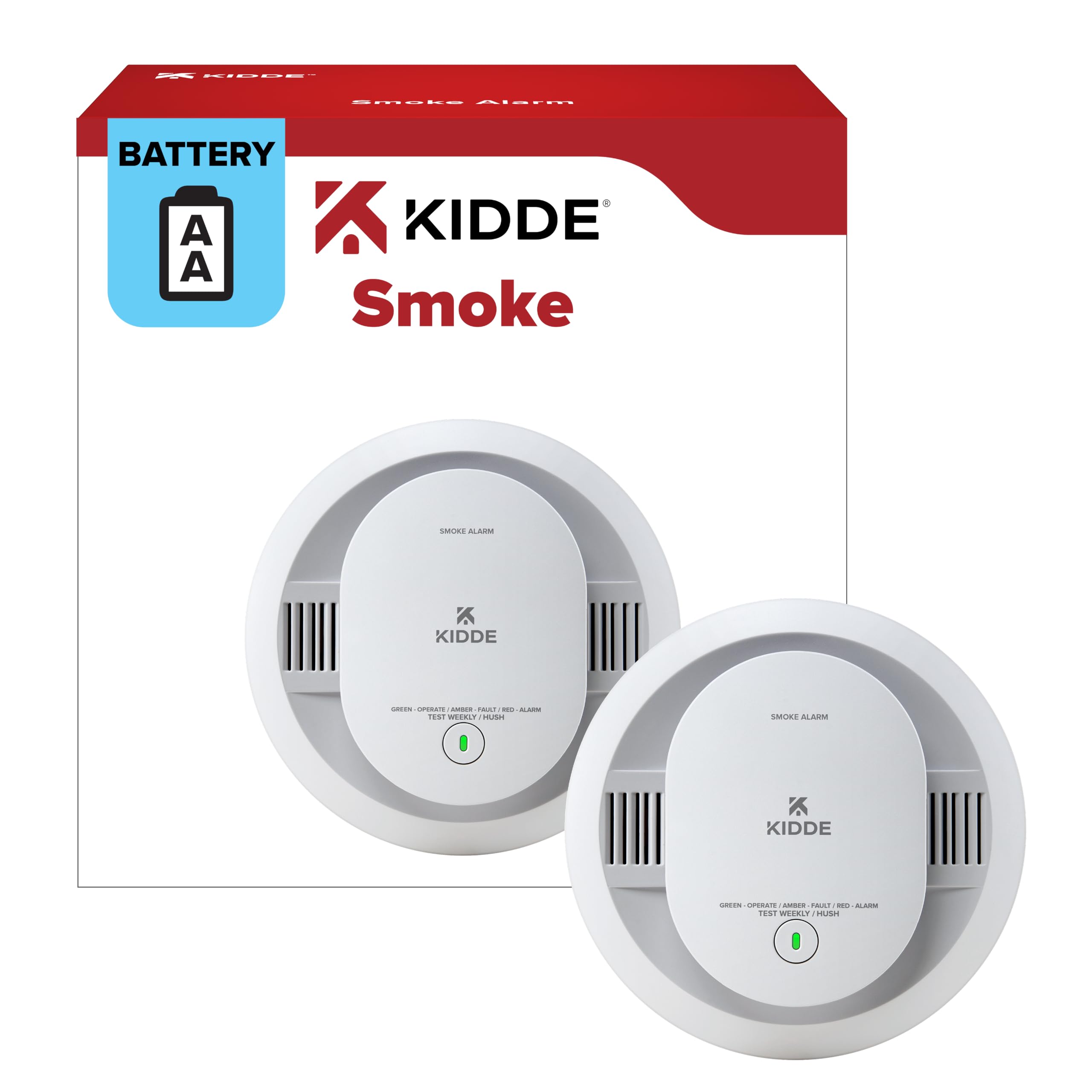 Kidde Smart Smoke & CO Detector with Ring, AA Battery, RGCUDR-RW