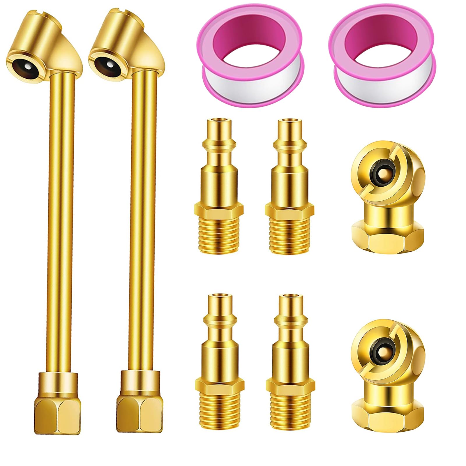 GODESON Air Chuck Set,2pcs Heavy Duty Dual Head Air Chuck,2 pcs Closed Ball Tire Chuck with 1/4