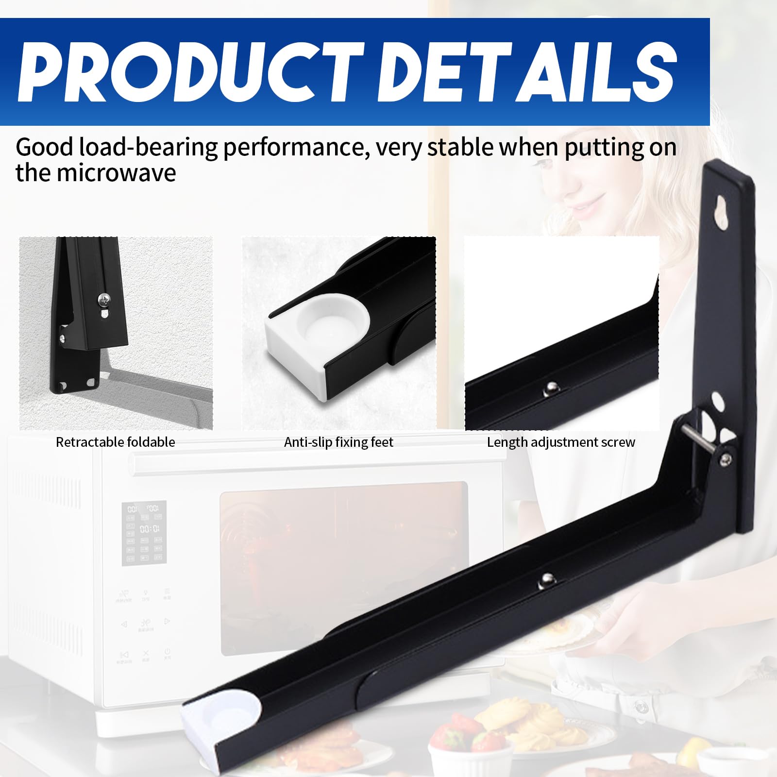 2 PCS Universal Microwave Shelf Wall Mounted - Image 3