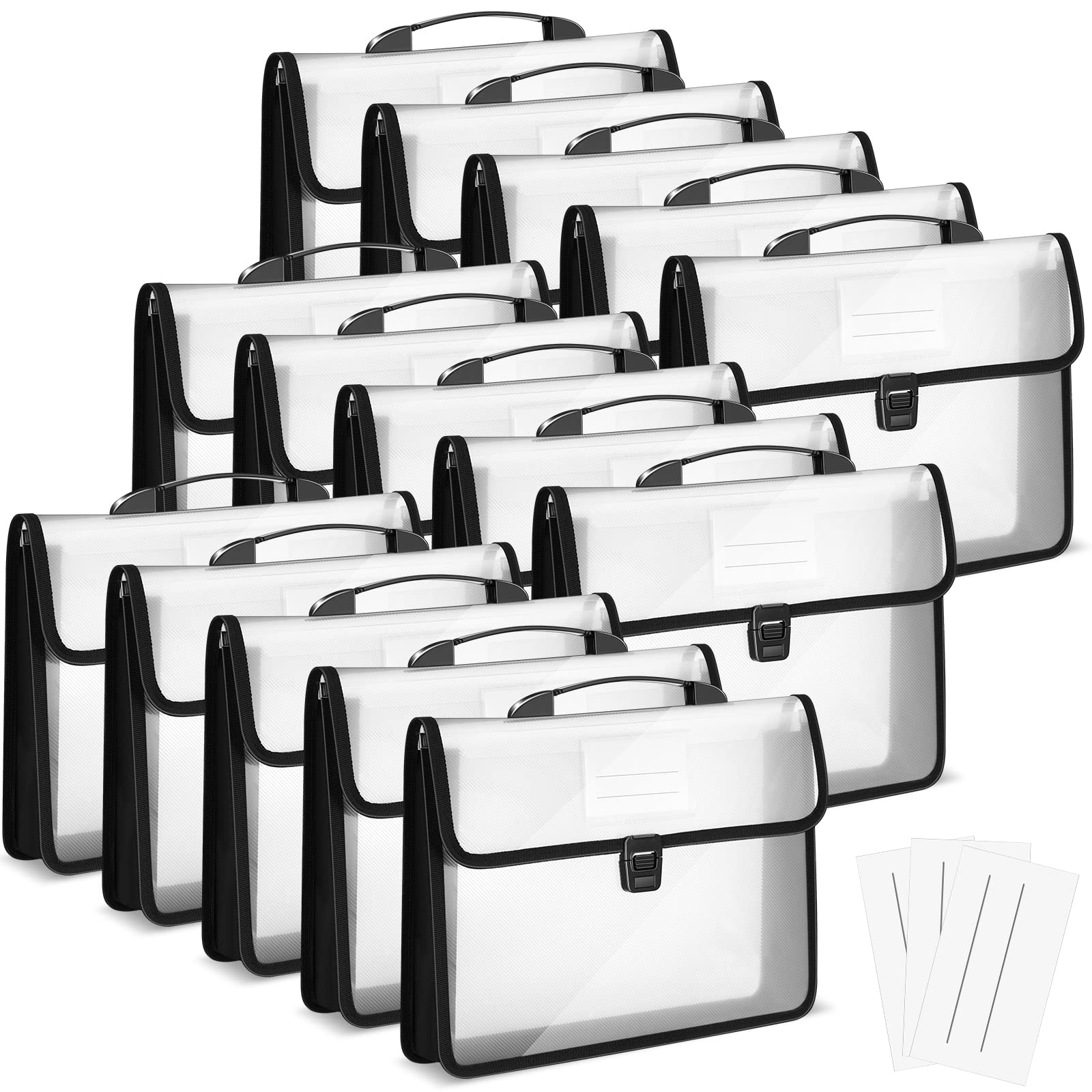 Colarr 15 cartelline per documenti in plastica, formato A4, formato A4, espandibile, portatili, impermeabili, con manico, organizer per documenti espandibili, per forniture scolastiche, Home Office