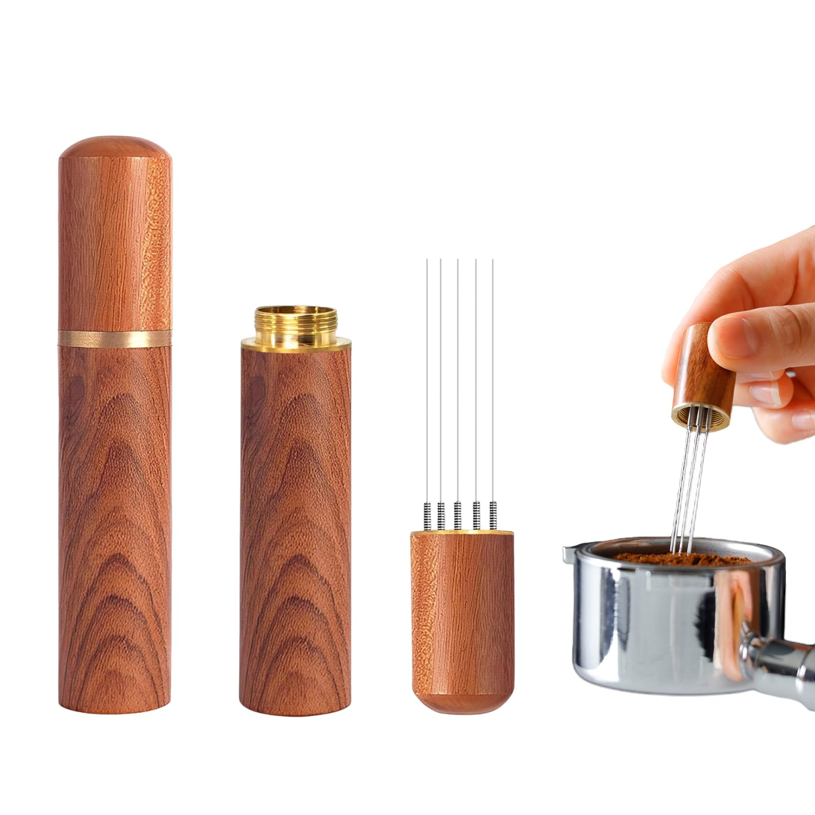Big Bargain Store Espresso Coffee Stirrer Coffee Needle Espresso Distribution Tool Mini Small and Portable with Wood Handle and Base for Home Kitchen Cafe