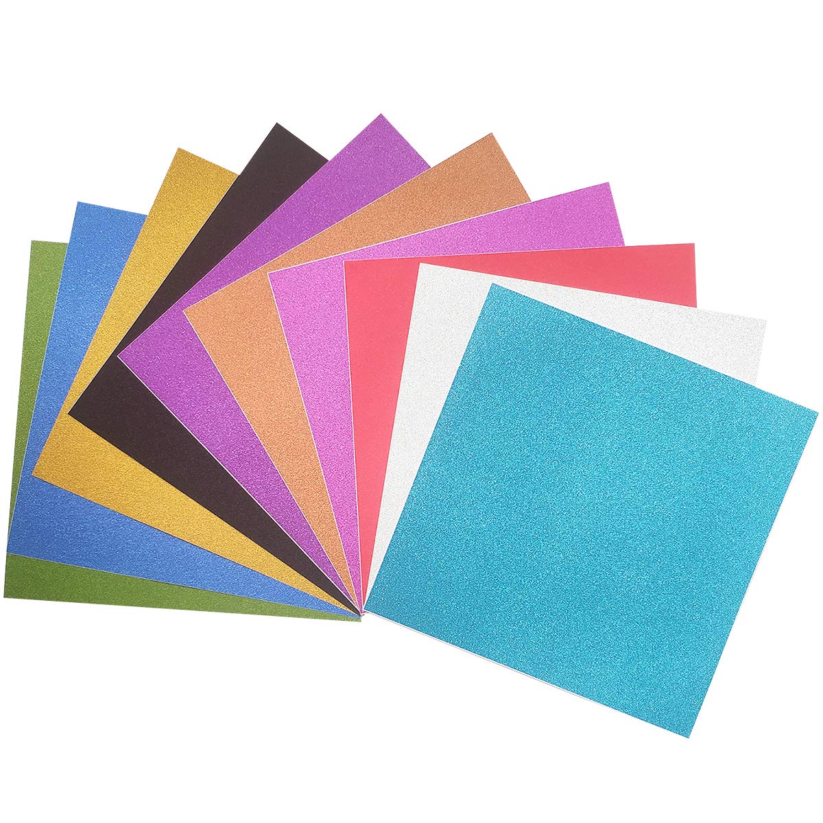Qililandiy 10 Sheets Glitter Self-adhesive Sticker Sticky Back Paper 30x30CM Craft Art Sparkling Metallic Color Diy Gift (10 sheets mixed colors)