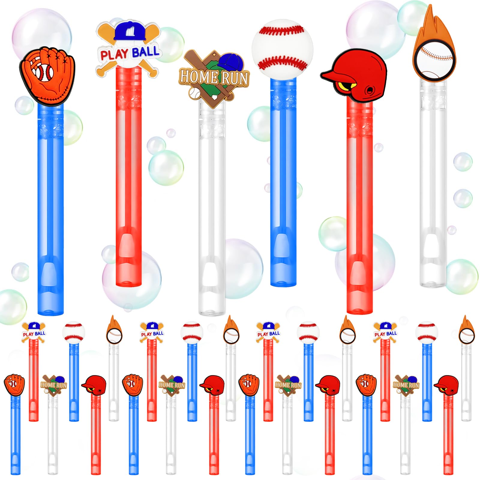 Photo 1 of 24 Pcs Baseball Bubble Wands Baseball Party Decorations Birthday Bubble Wand with Removable Top Decorations Prizes Sports Goodie Bags Filler