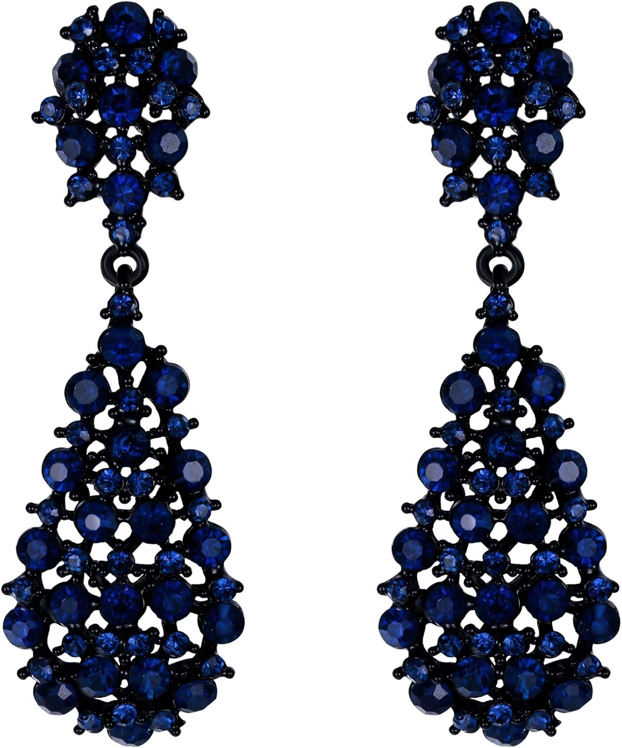 EVER FAITH Women's Austrian Crystal Party Hollow-out Teardrop Dangle Earrings