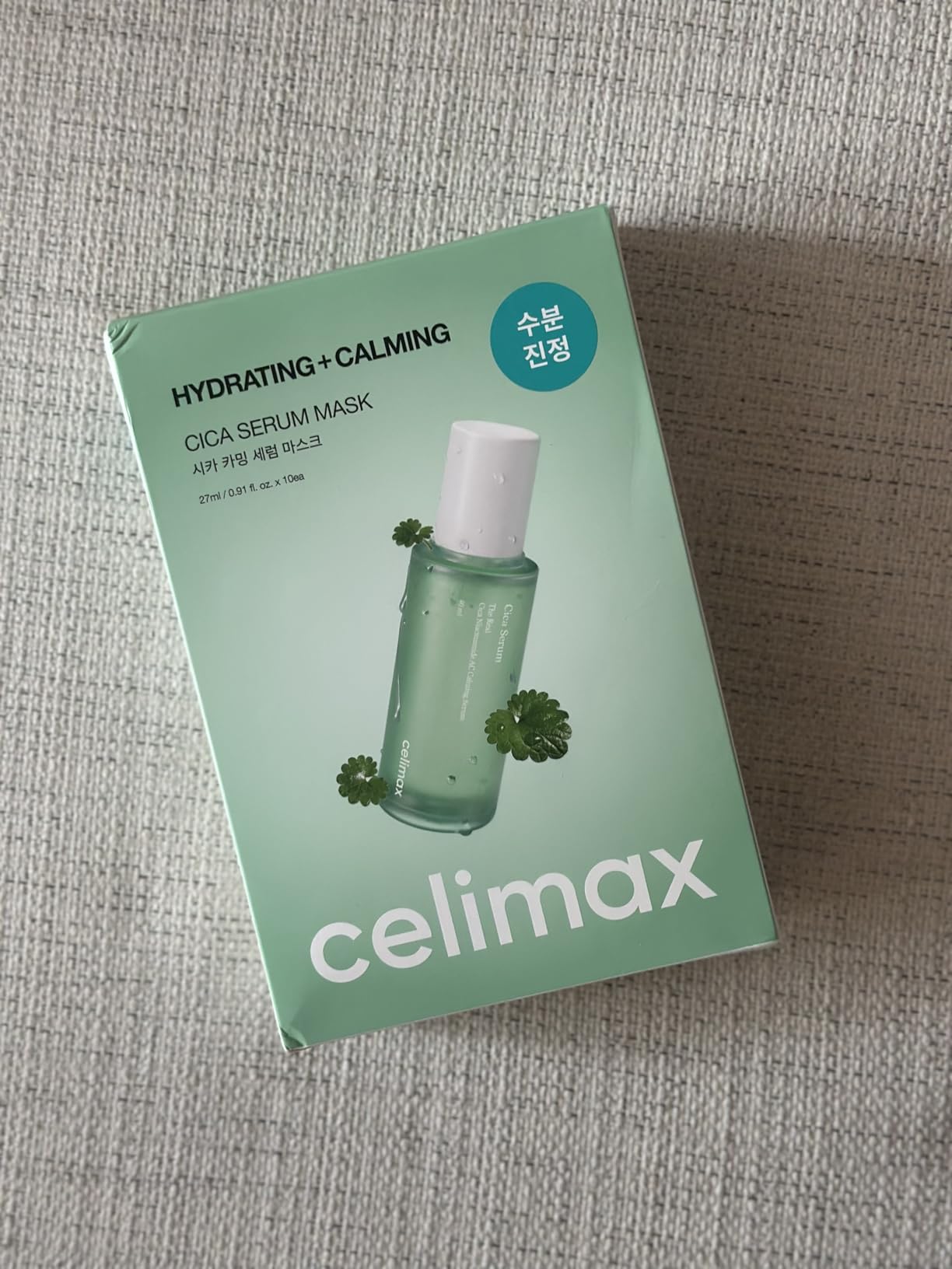 celimax The Real Cica Calming Serum Mask 10ea | with Centella Asiatica & Madecassoside, Korean Face Sheet Mask for Skincare, Hydrating, Wrinkle & Fine Lines, 27ml