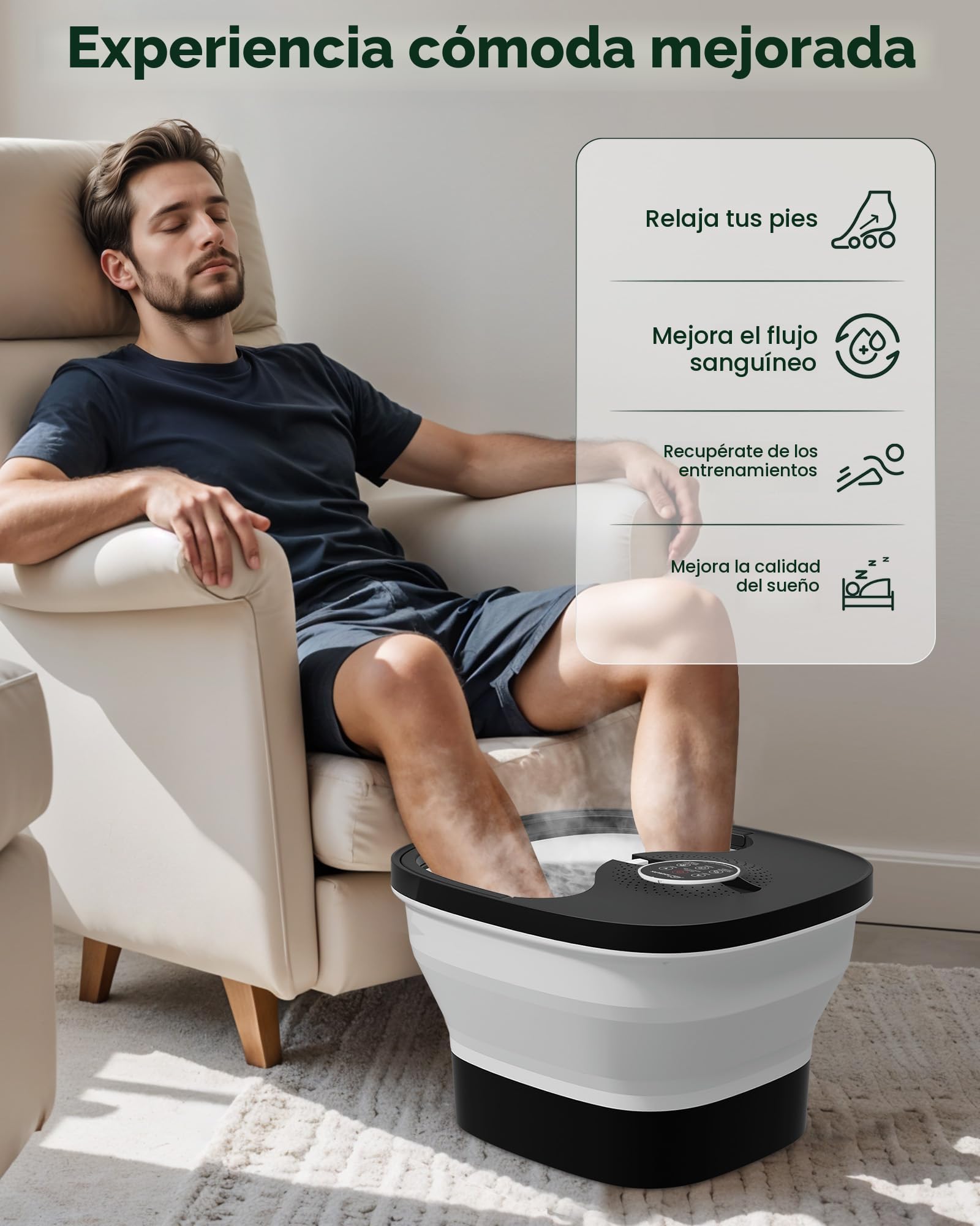 Snailax Bañera Spa Masajeador de pies con calor, Mando a distancia, Rodillos de masaje Shiatsu, Burbujas, Control de temperatura, Plegable, Bañera para pedicura, Regalos