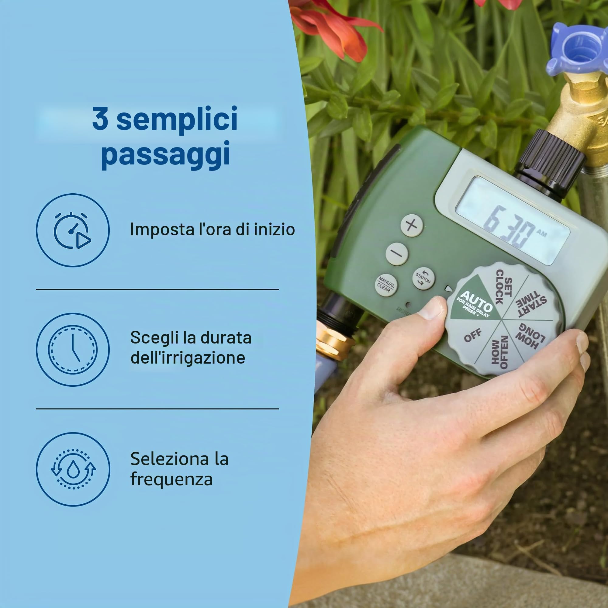 Orbit 58910 Timer programmabile per rubinetto, 2 uscite, verde