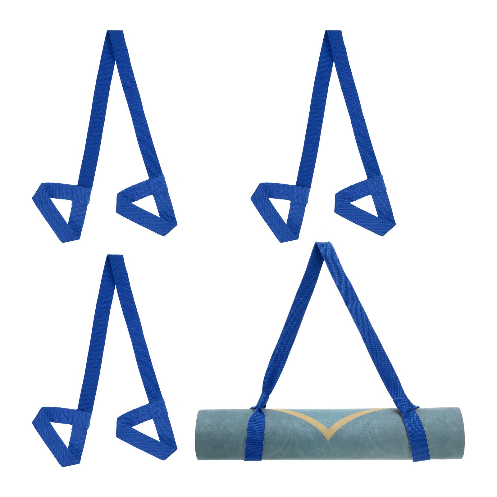 PATIKIL Yoga Mat Strap, 4 Pack Adjustable Yoga Mat Carrier Straps Sling Cotton Anti Slip Mat Holder Stretching Band for Exercise, Navy Blue