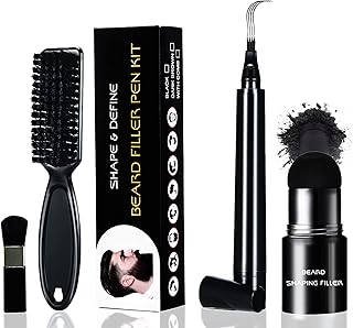 Lápiz de barba para hombre, negro, 4 puntas, ...