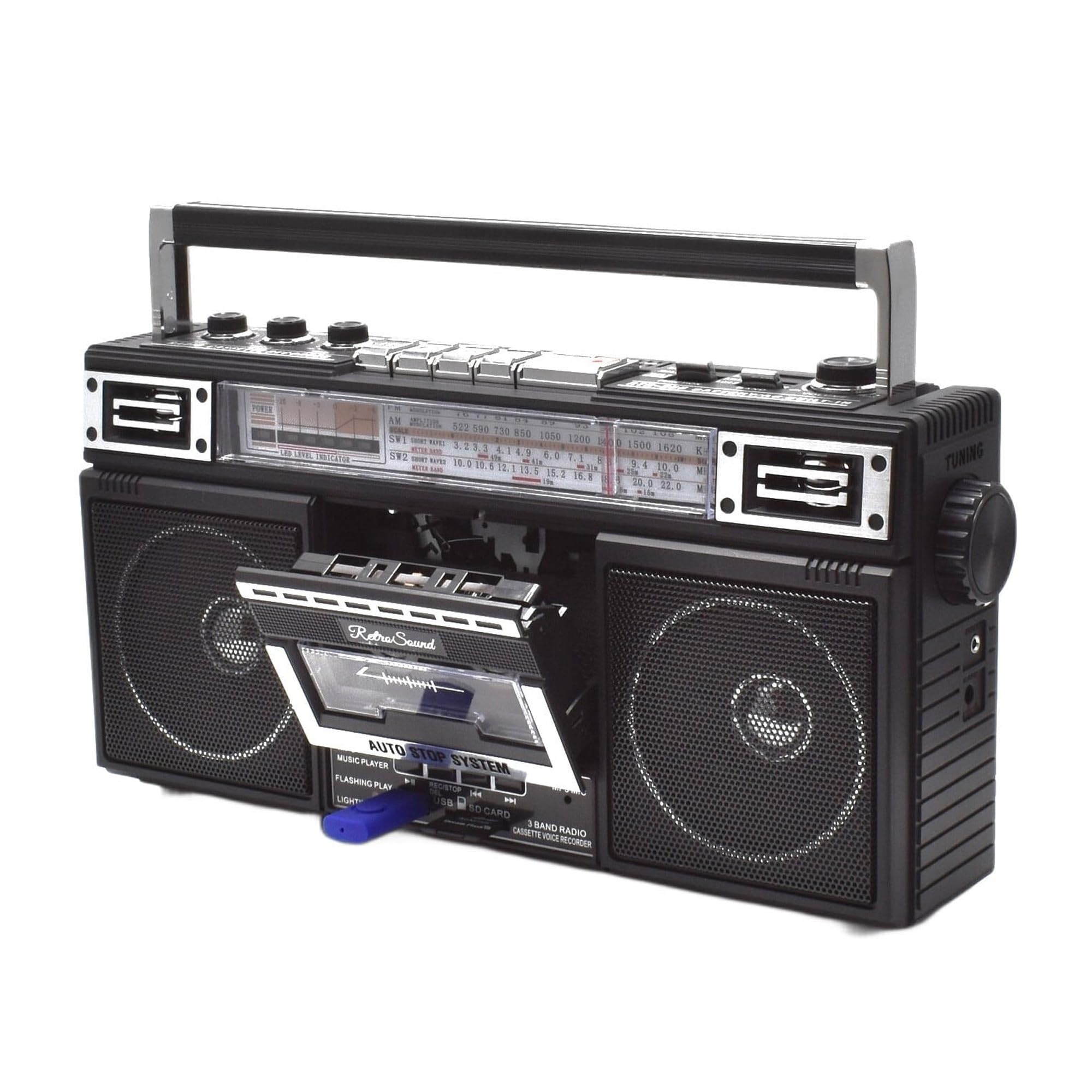 Amazon.co.jp: 東京Deco ポータブル ラジカセ 80年代スタイル 録音付き