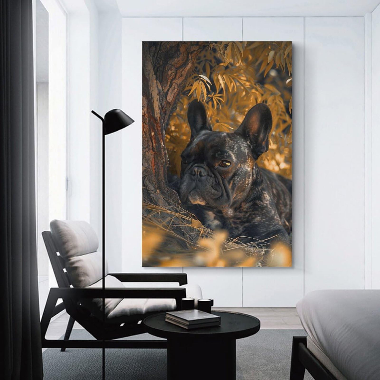 Junmoney Majestic French Bulldog Room Decor Wall Art 24x36inch(60x90cm), for Entrance Walls, Hall Decor Or Foyers, A Neat Decor Update for Hallways