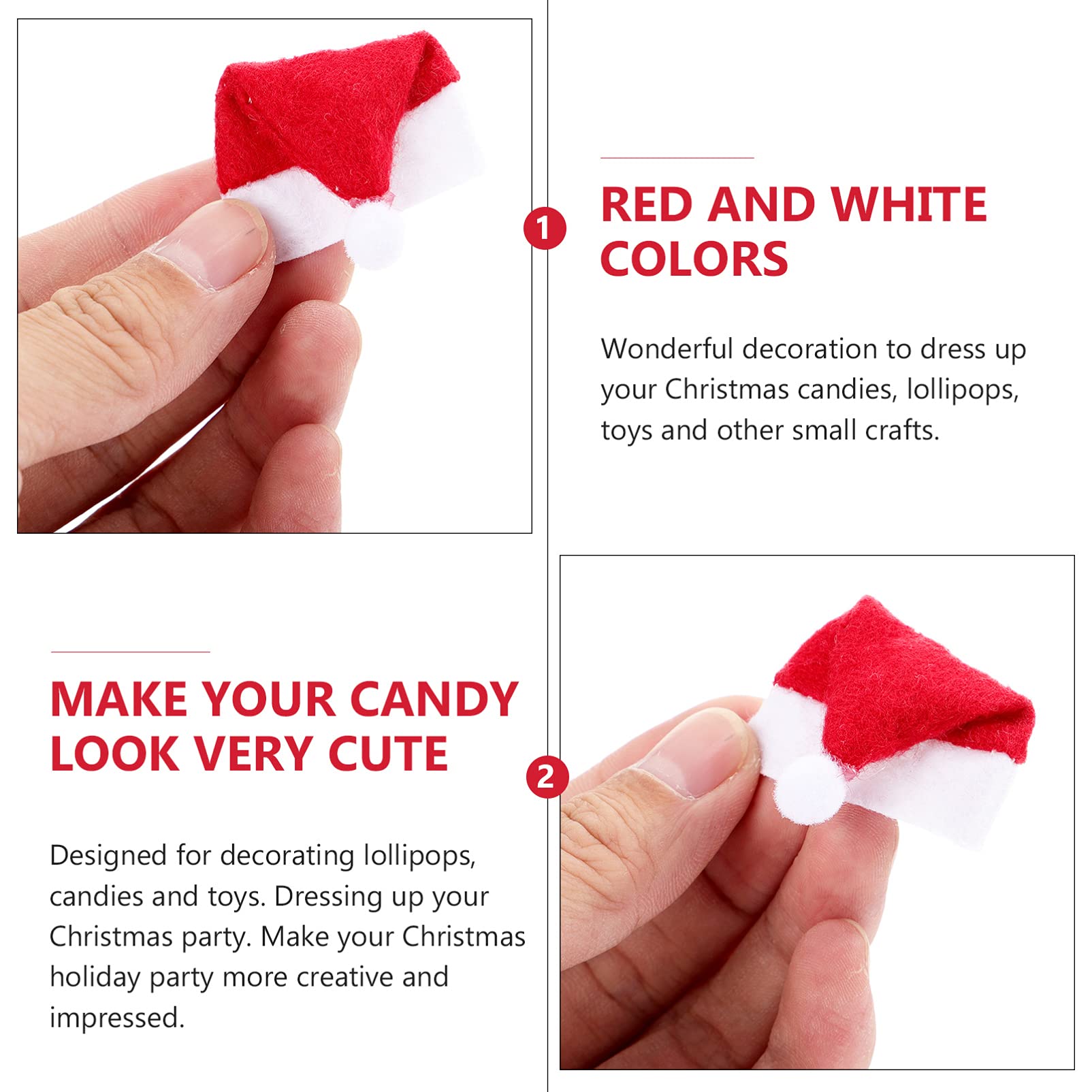 24stücke Kleine Mini-weihnachtsmänner-lutscherhüte Süßigkeiten-weihnachtsmützen-deko Party-zubehör-Ornamente für Weihnachts-Dekorationen