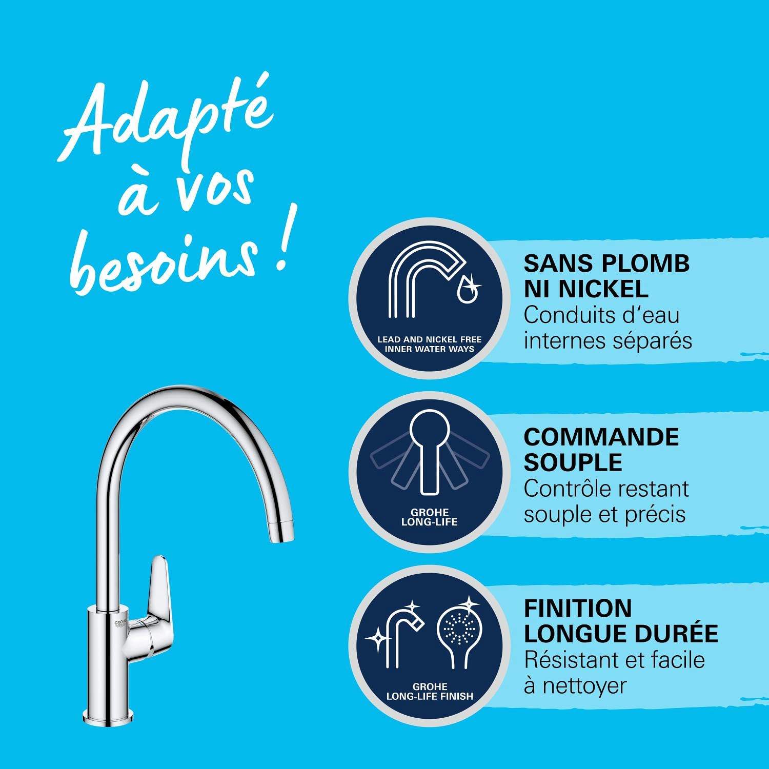 GROHE Mitigeur monocommande évier de cuisine Start Curve, chromé, 31554001 (Import Allemagne)