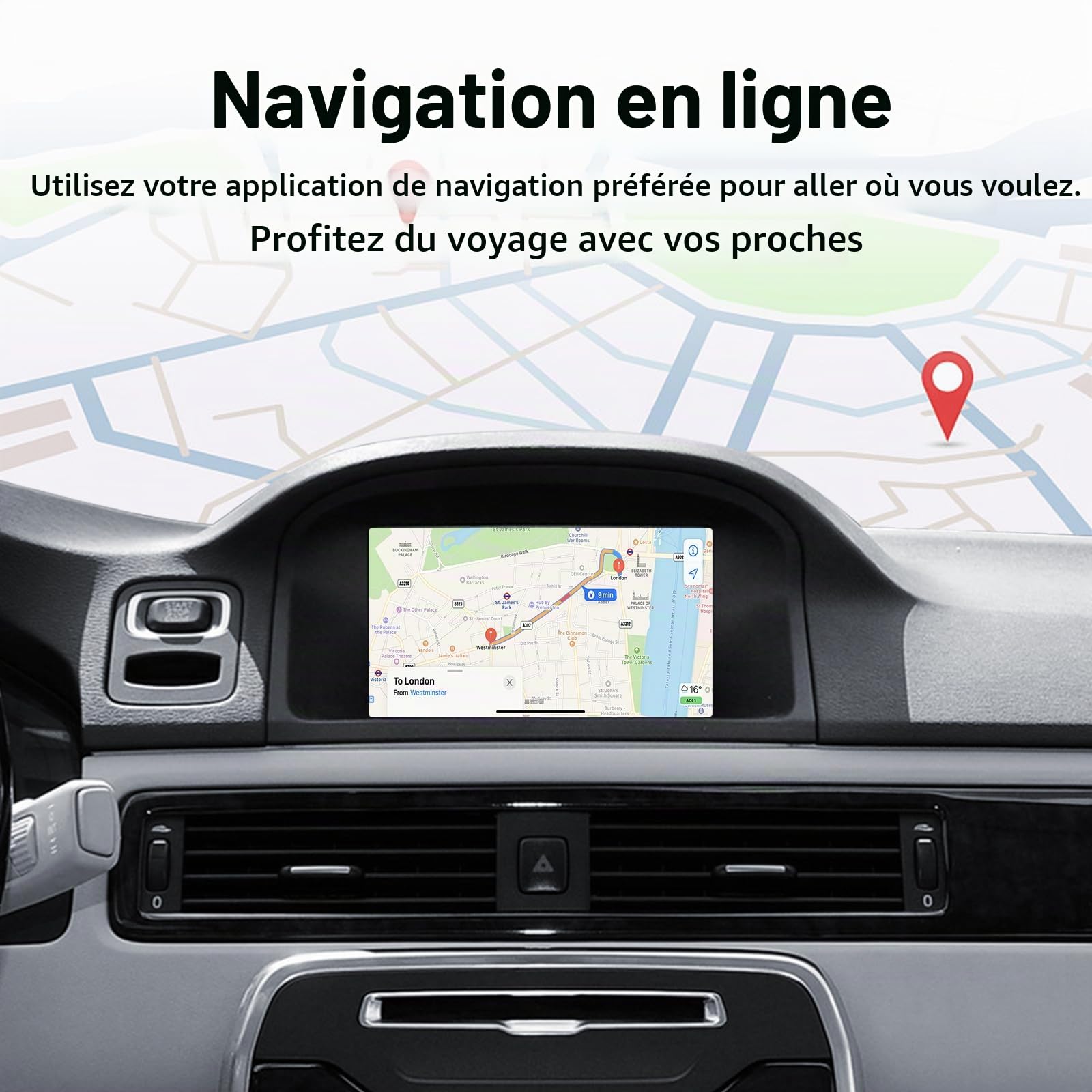 Boîtier Décodeur CarPlay sans Fil pour Volvo 2010-2015 Écran 7 Pouces