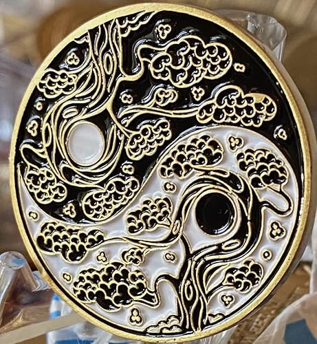 Miniatura 3 de RecoveryChip Sakura Tree Cherry Blossom Ying Yang - Medallón de oración de serenidad blanco y negro