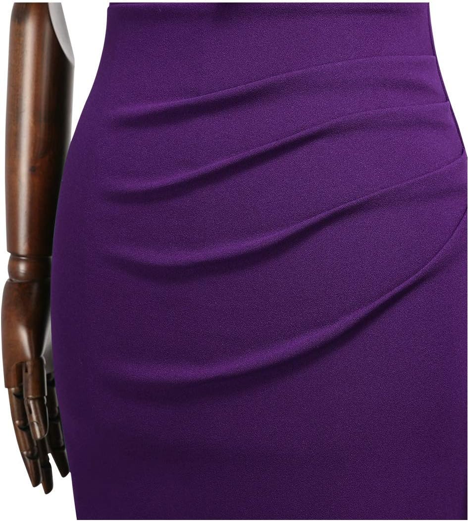 Miusol Women's Retro 1950s Style Half Collar Ruffle Cocktail Pencil Dress - Image 6