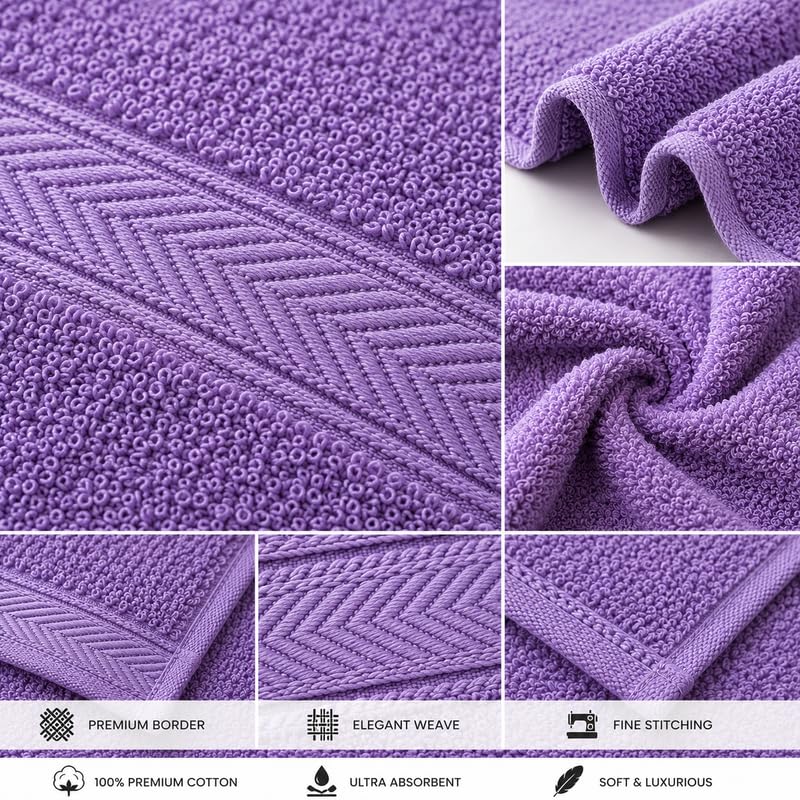 Image of TowelWala Hand Towel 550 GSM Soft Absorbent Quick Dry (Multi Pack of 7) | Premium 550 GSM cotton with woven border-quick drying and perfect for bathroom, kitchen, gym, and travel.